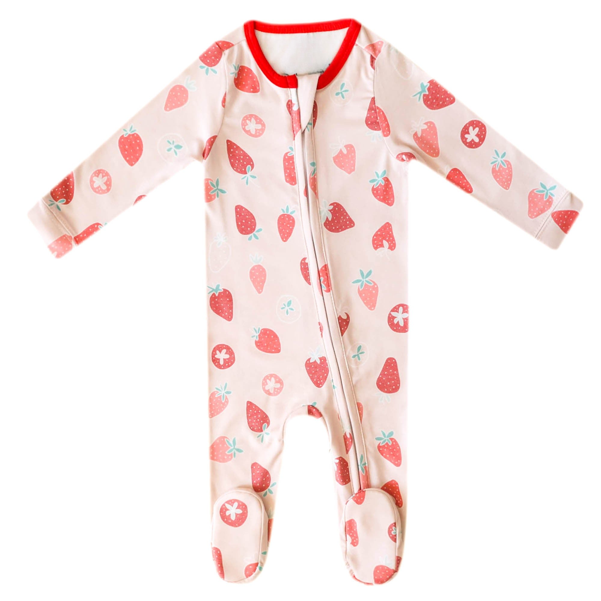 Strawberry Print 2-Way Zipper Footie
