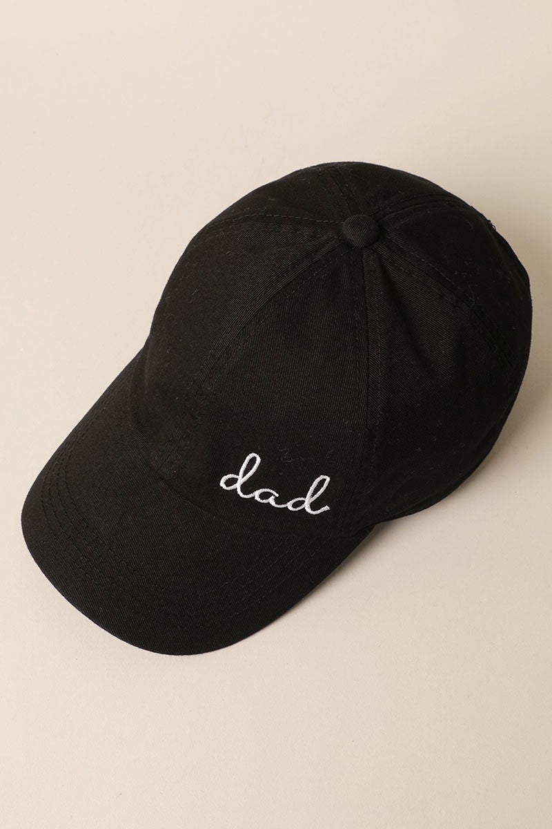 Top side profile of black dad hat