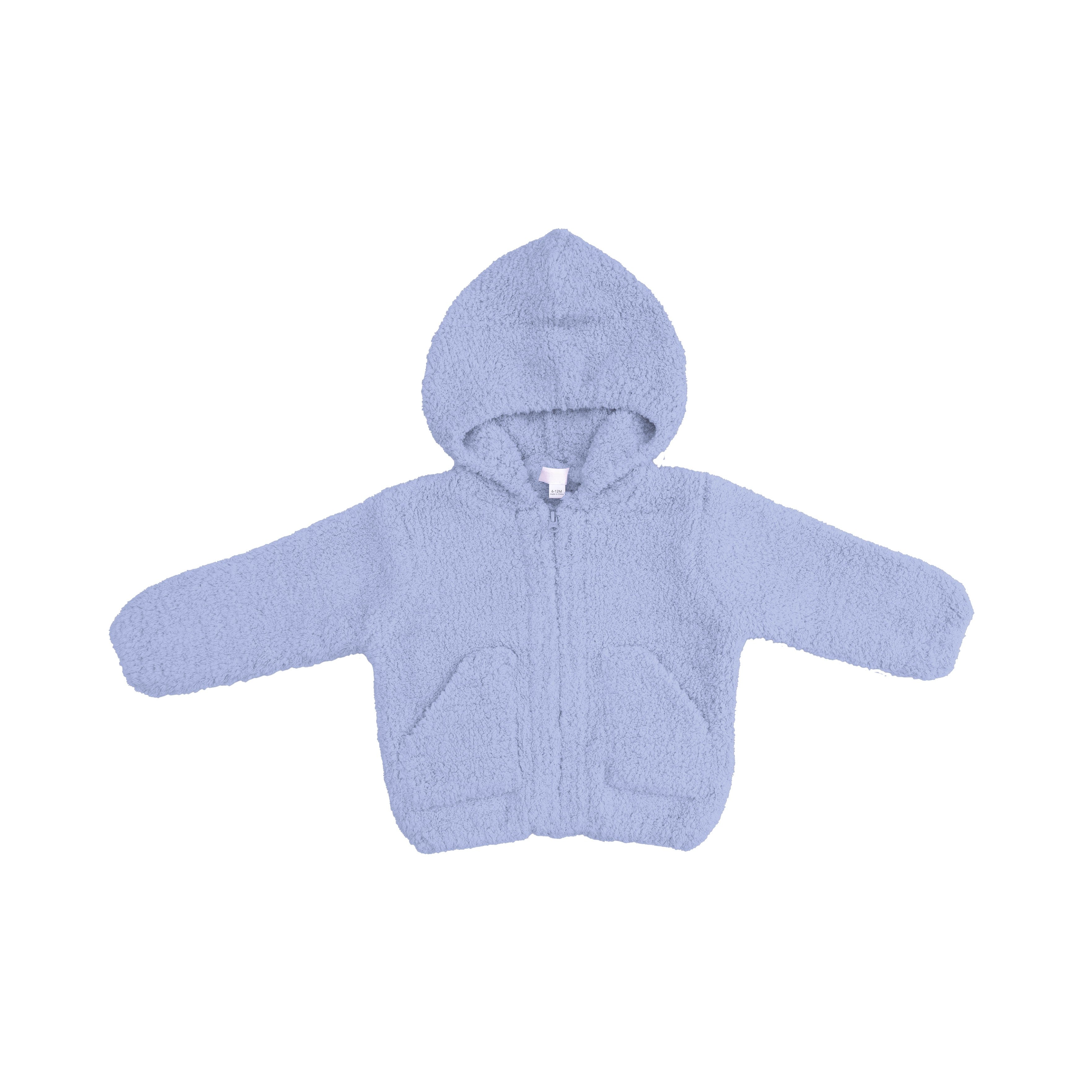 baby blue hooded chenille baby zip up