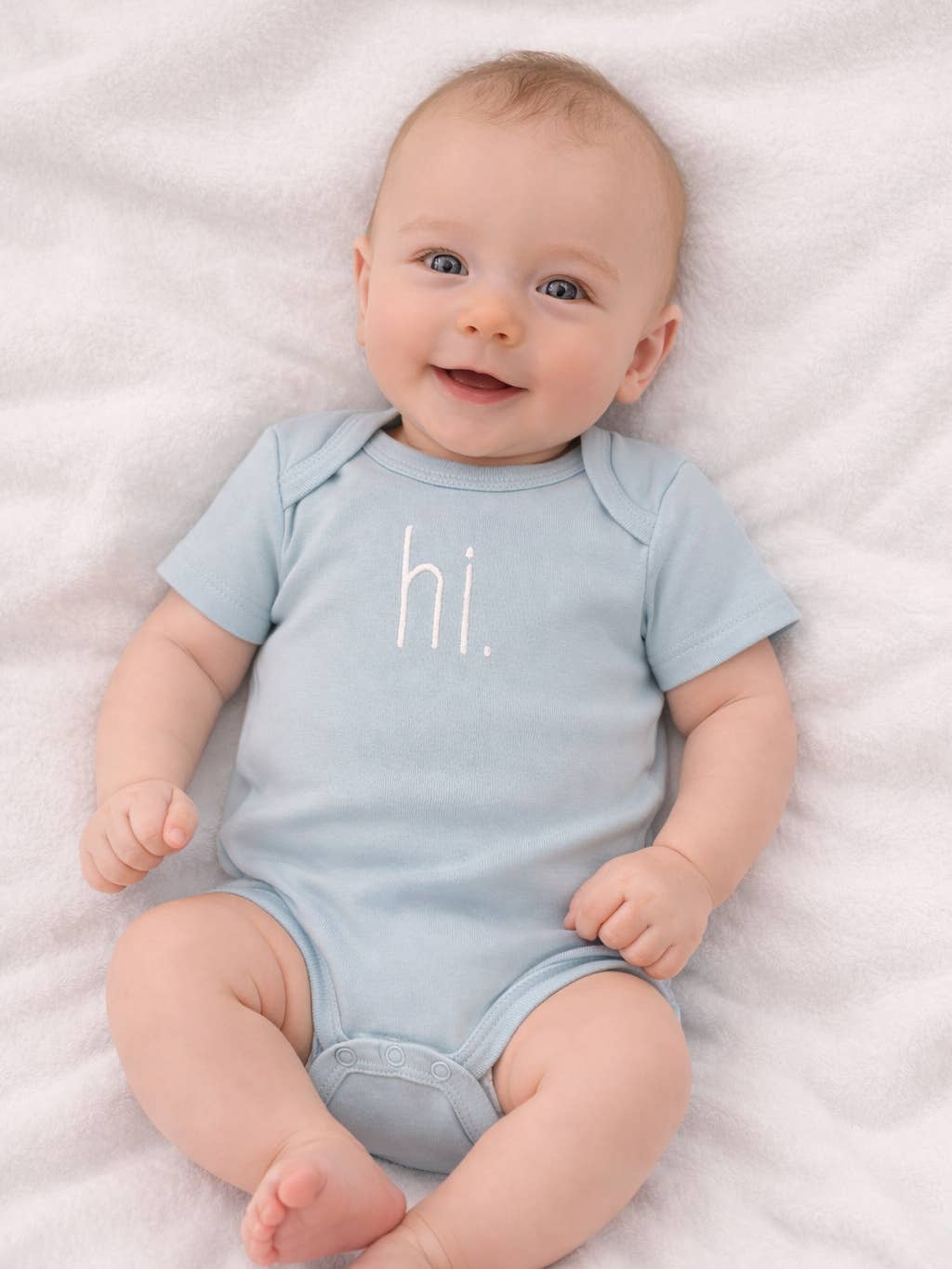 baby blue onesie for boys with embroidery detail