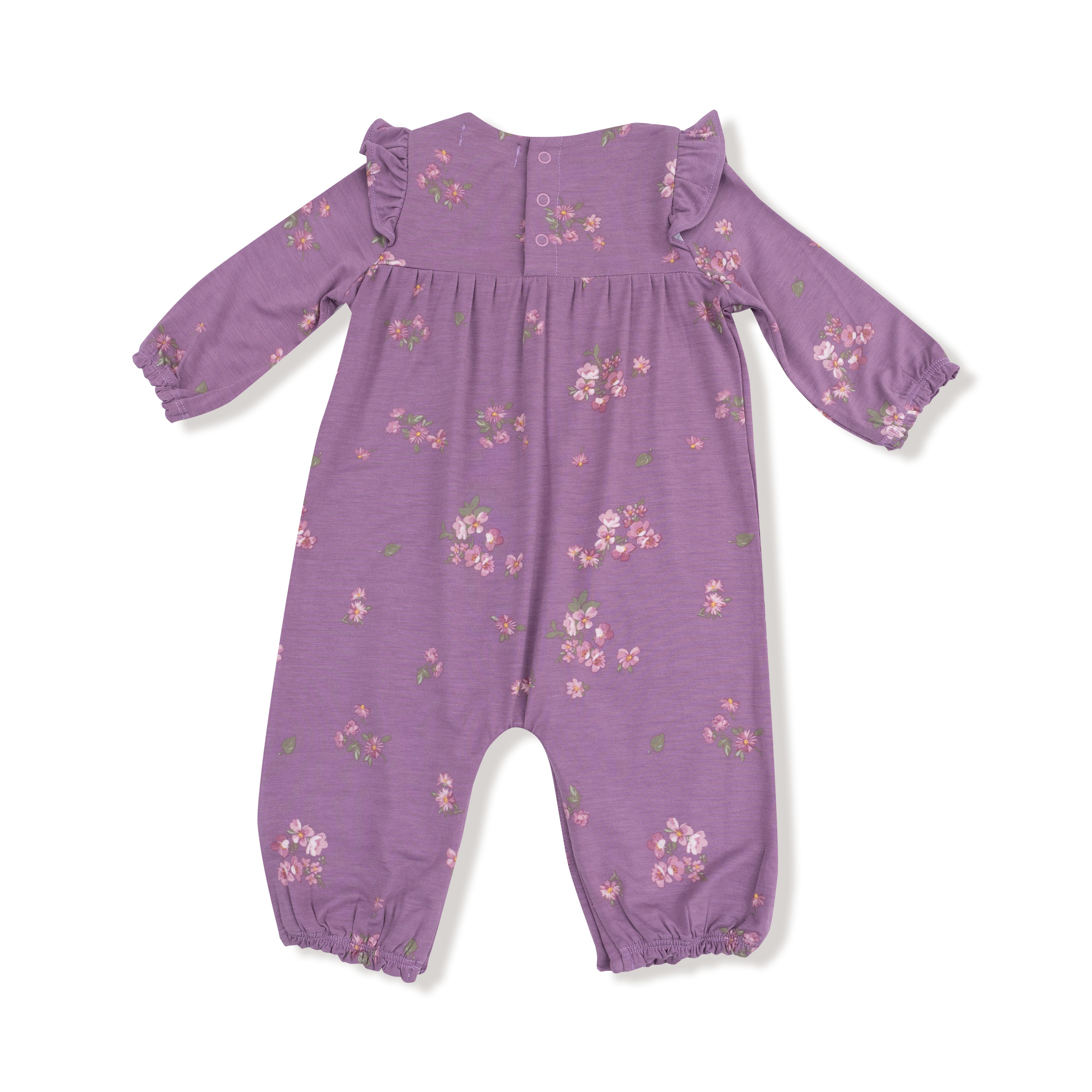 baby girl purple floral long sleeved romper