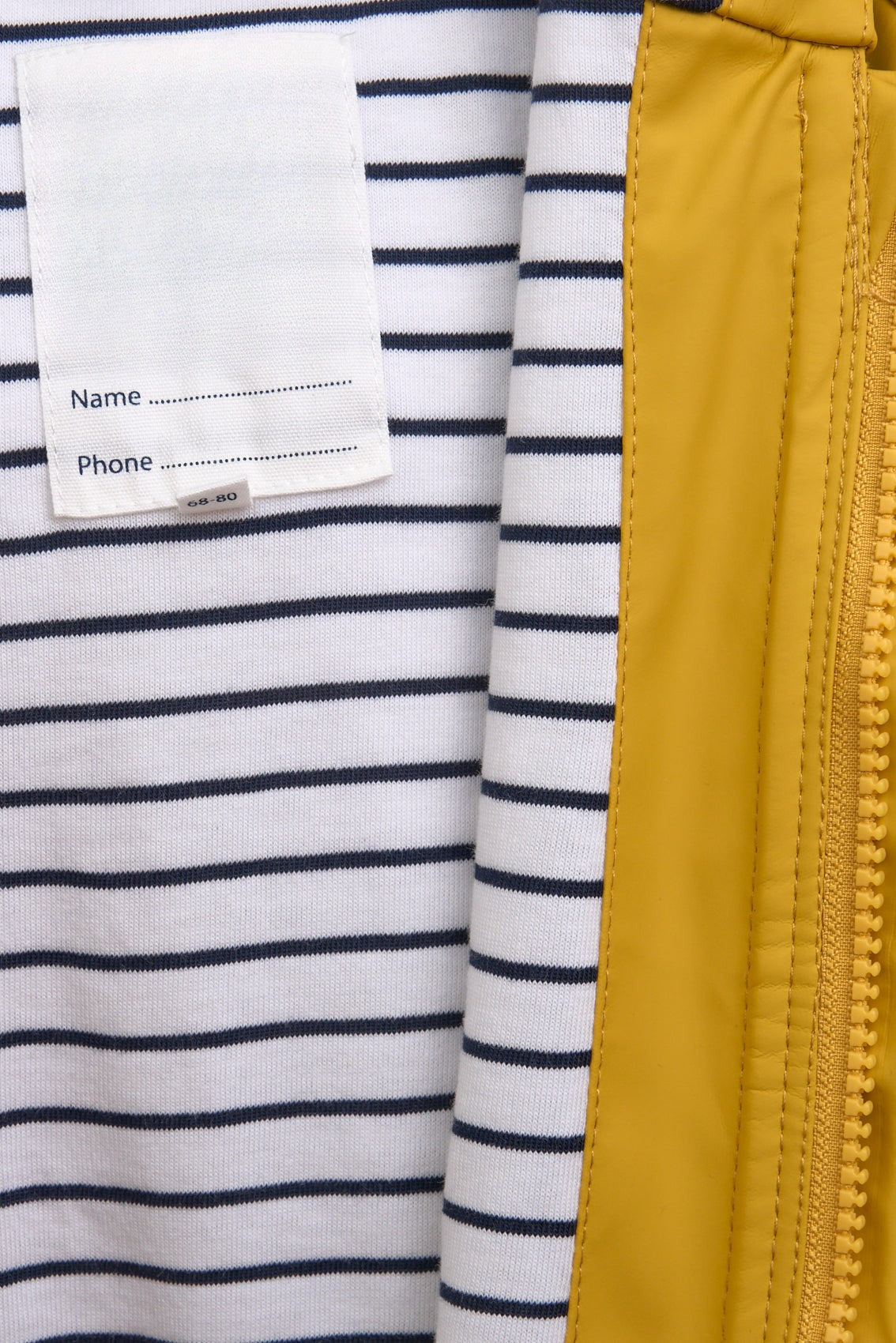 baby raincoat with cotton striped liner