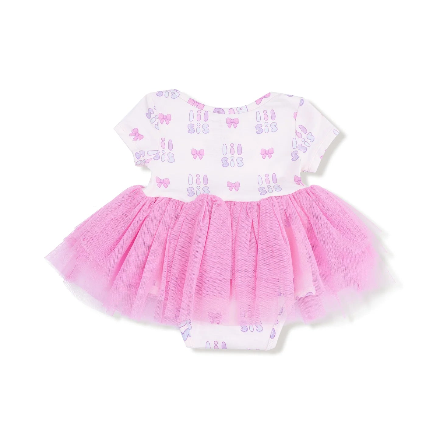 baby sister bodysuit with pink tulle skirt attached