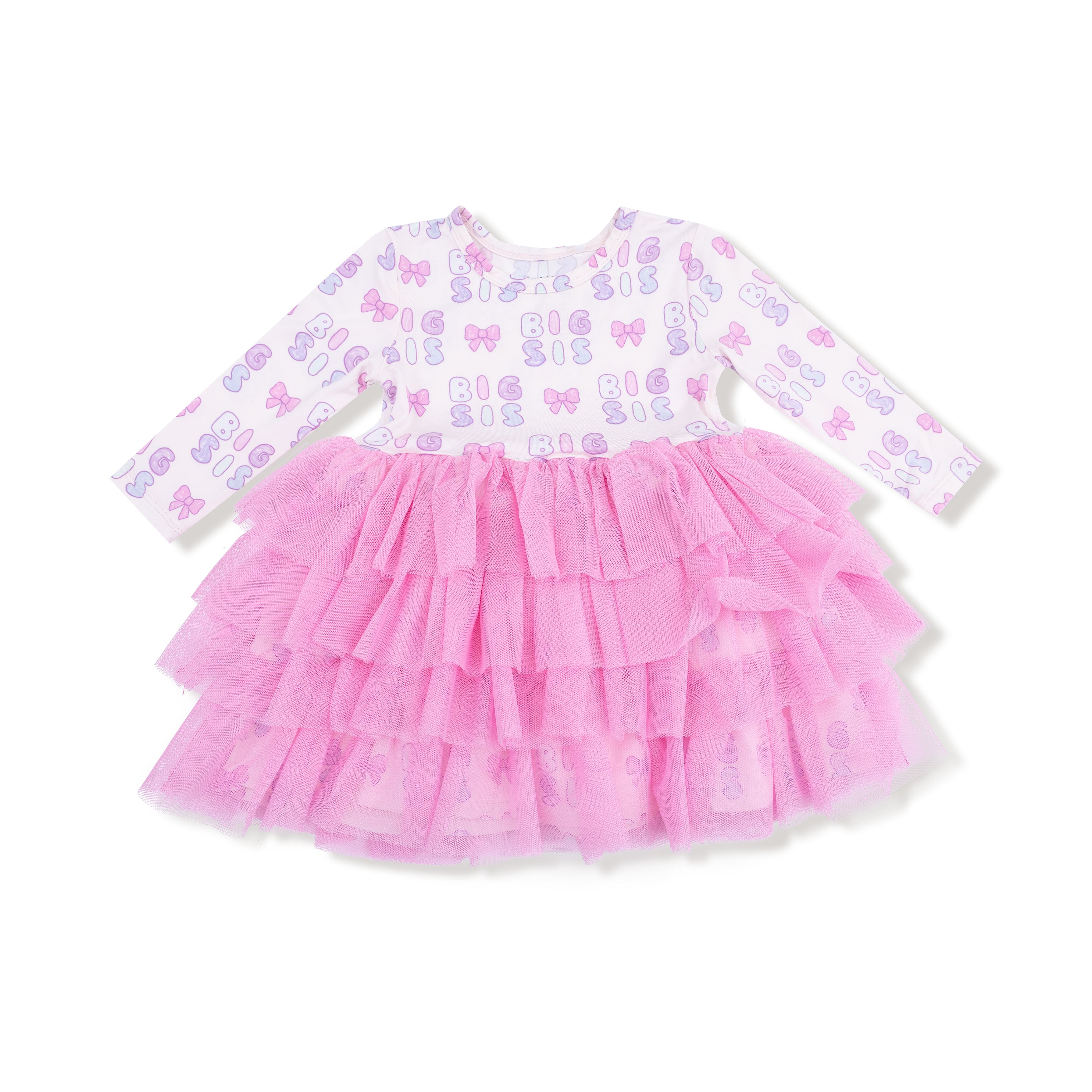 big sister tulle long sleeve dress