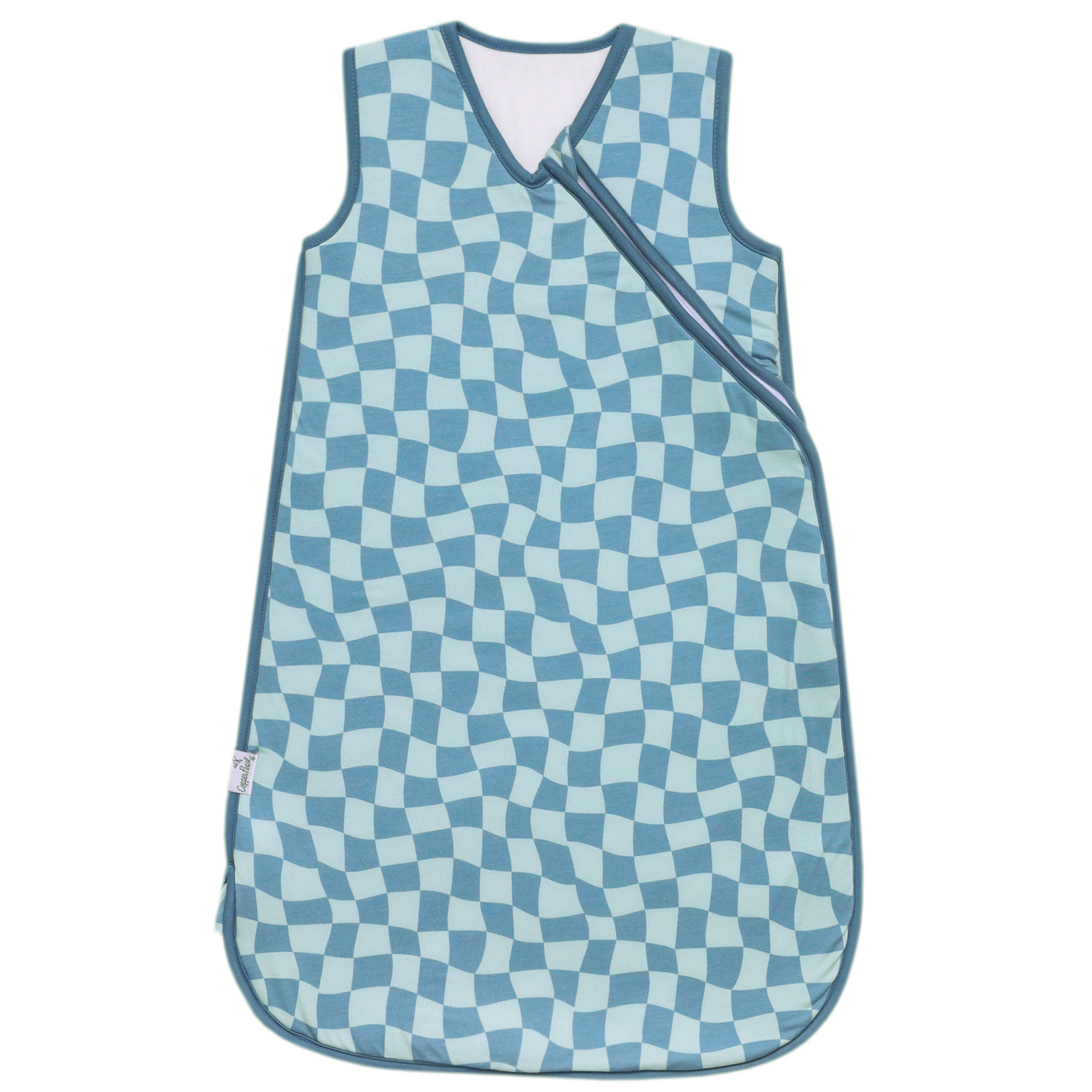 blue checkered sleepsack
