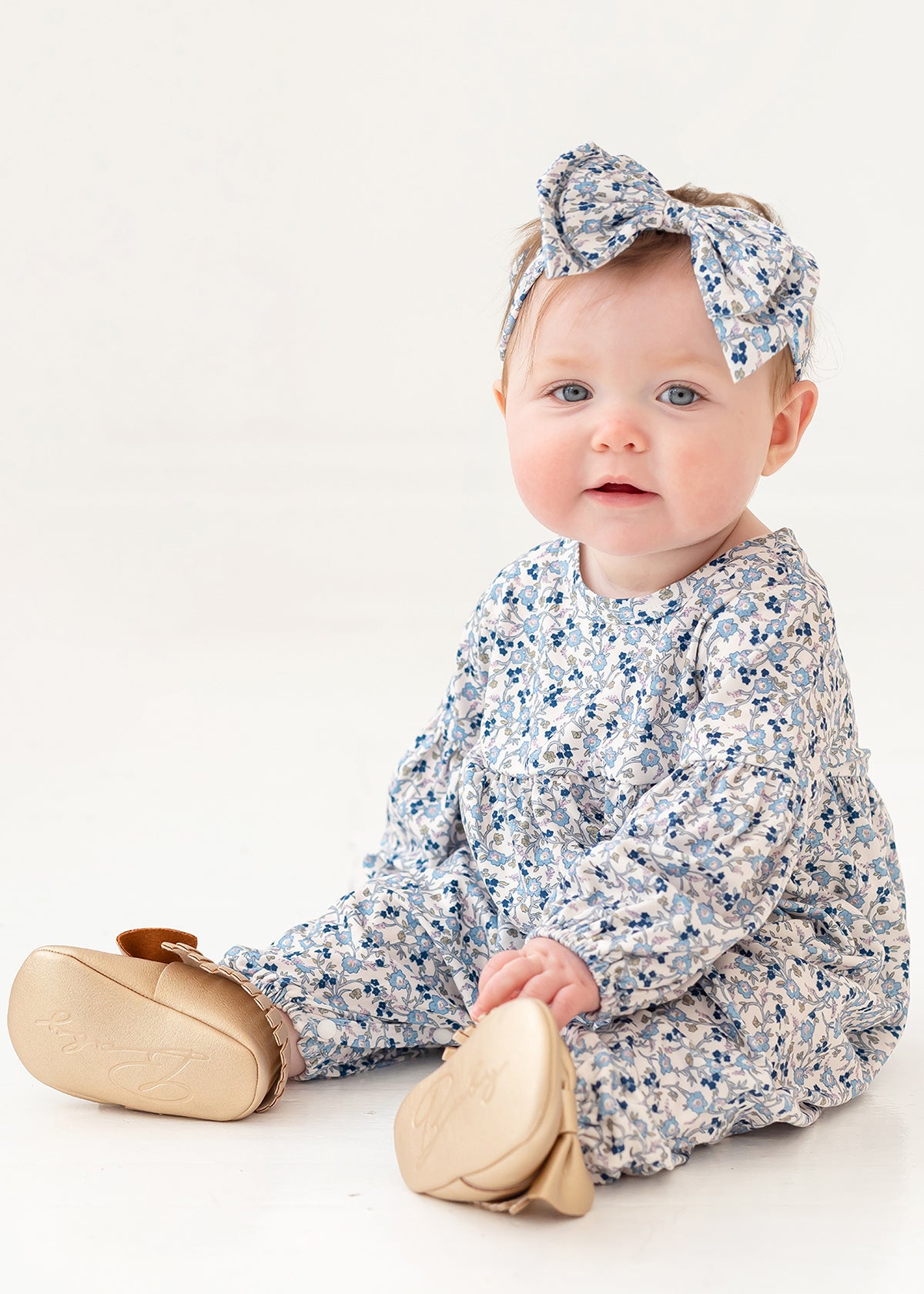 Blue Floral Baby Romper