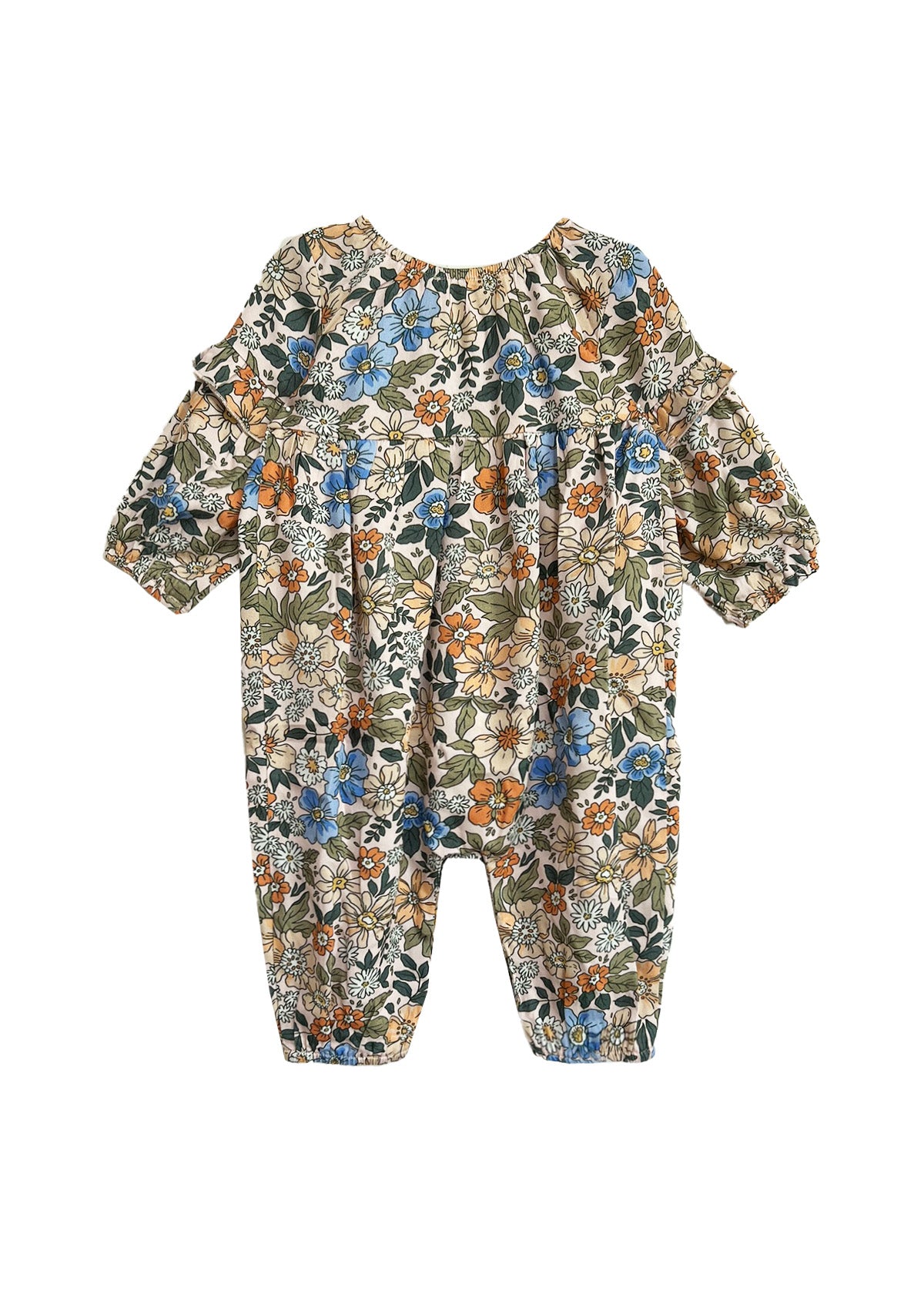 blue green floral romper
