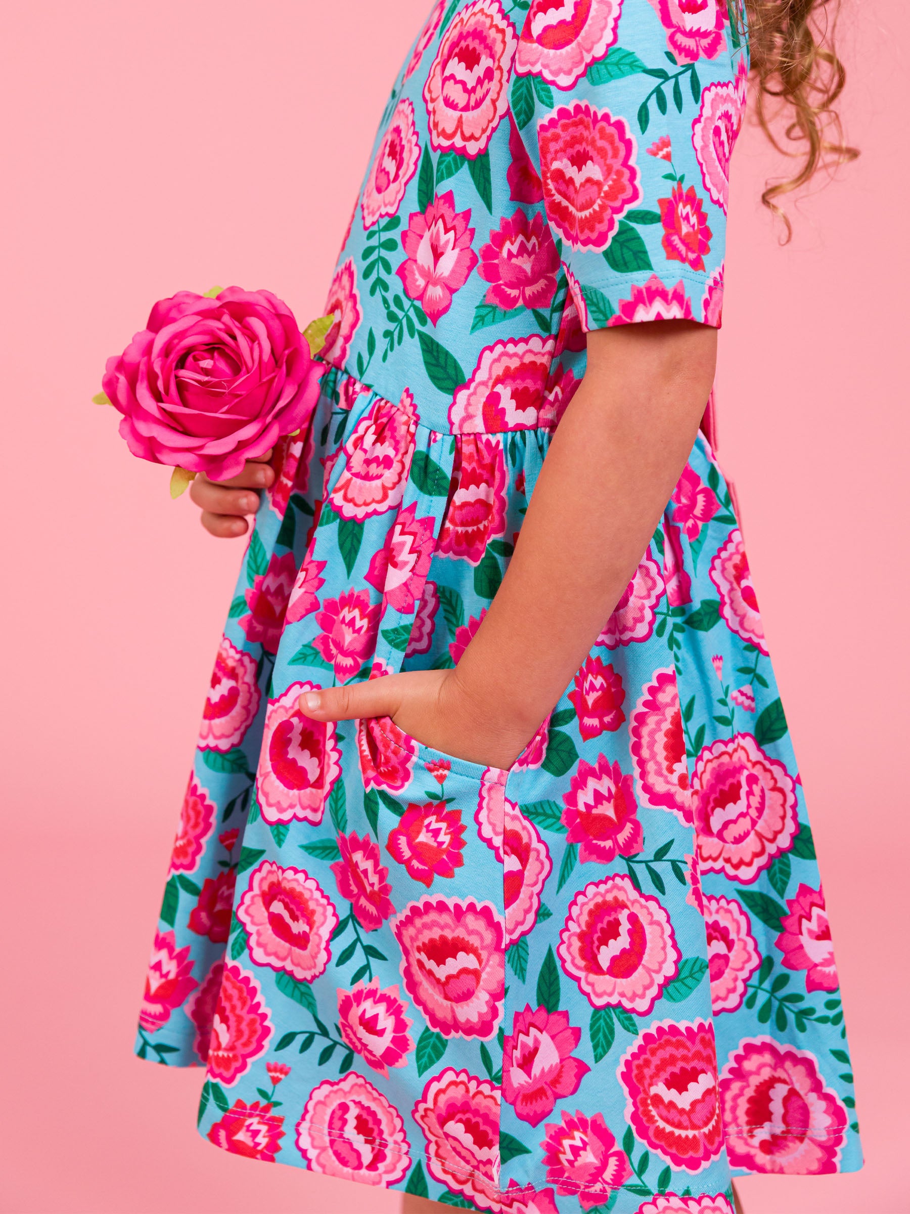 bright floral toddler twirl dress with pockets
