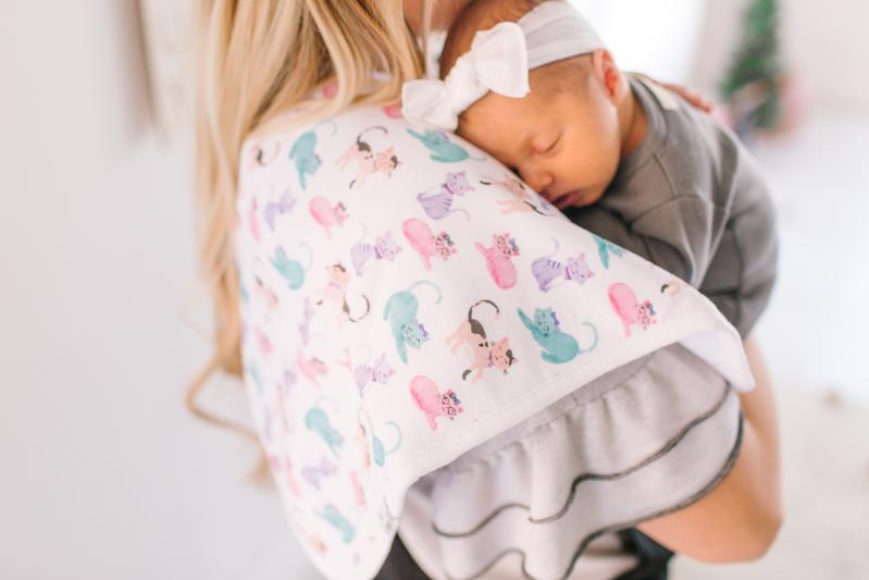 burp cloth with cat print