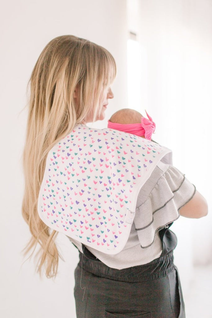 burp cloth with heart print