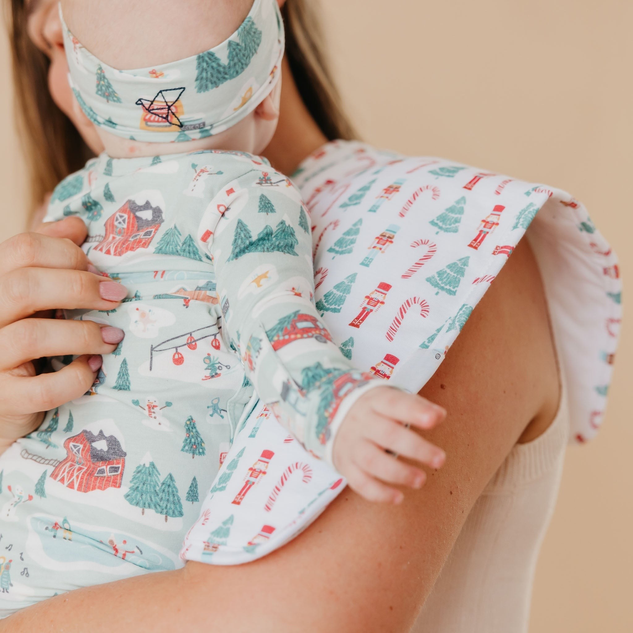 burp cloth with nutcrackers and candy canes
