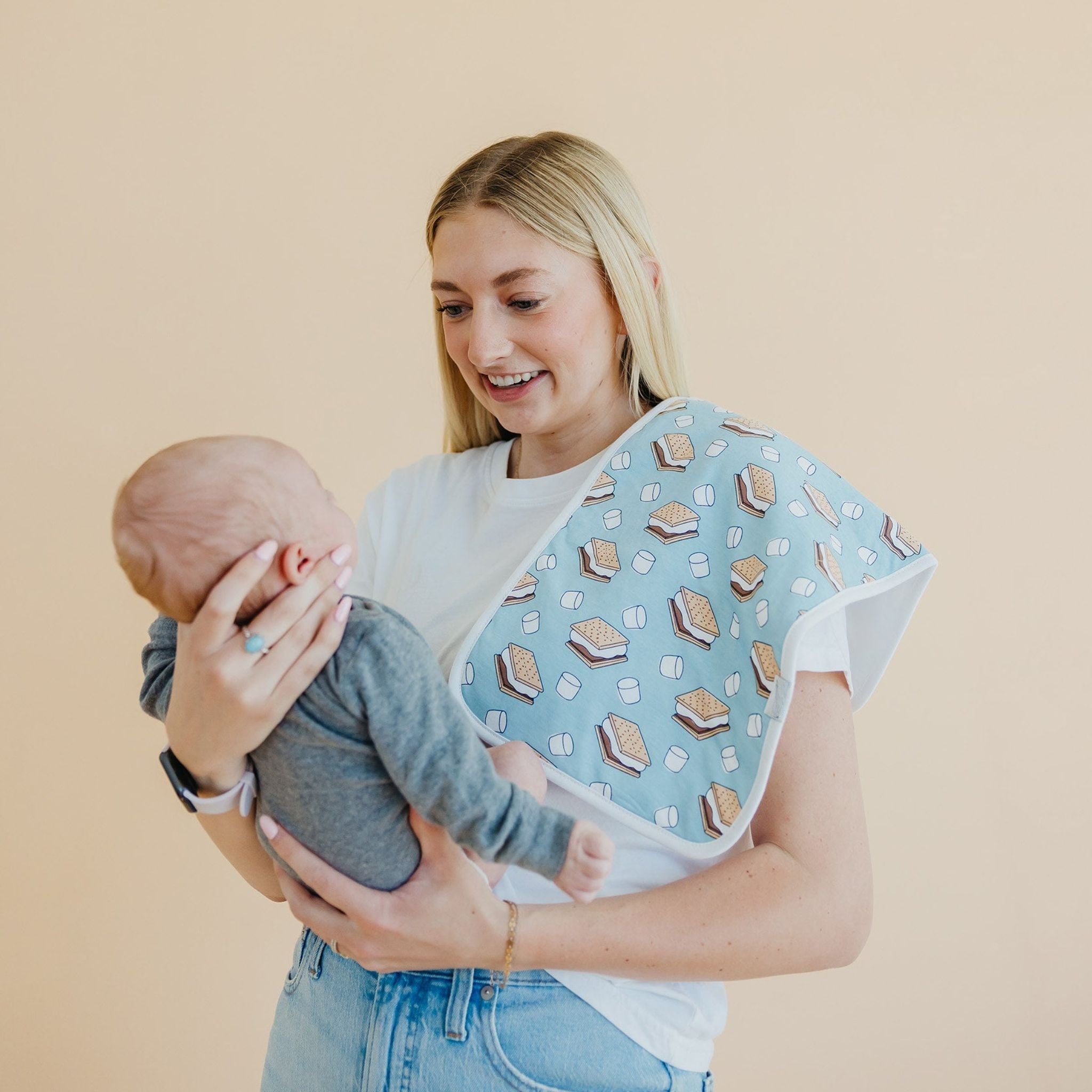 burp cloth with smores print