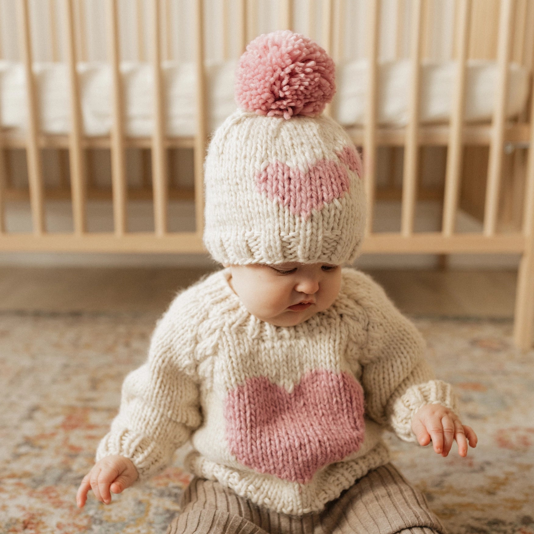 Pink Heart Knit Sweater