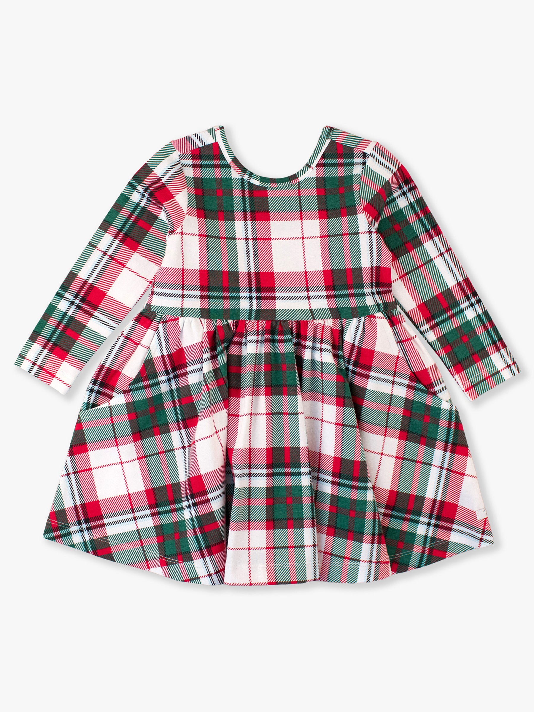 christmas plaid long sleeve twirl dress