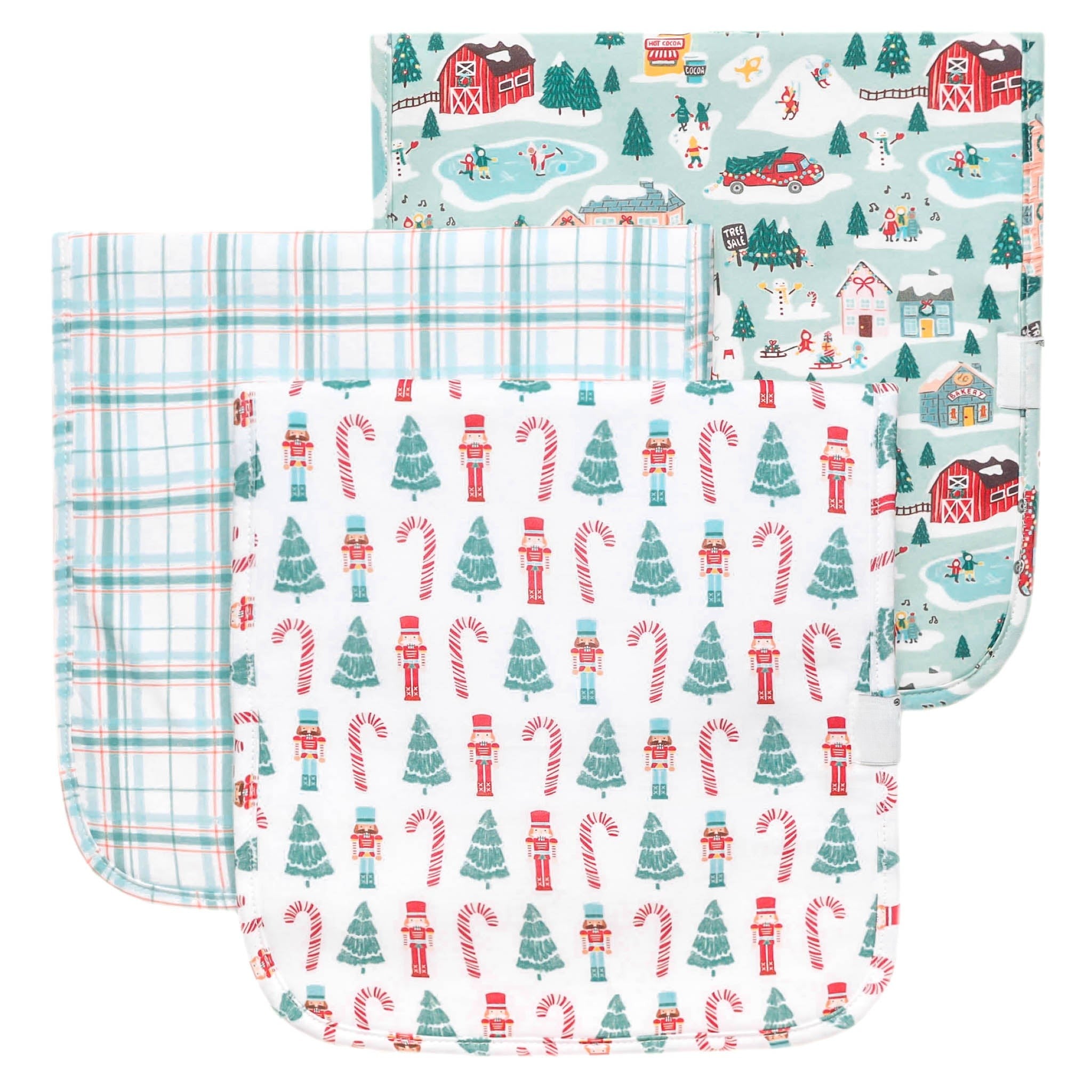 christmas themed burp cloth set