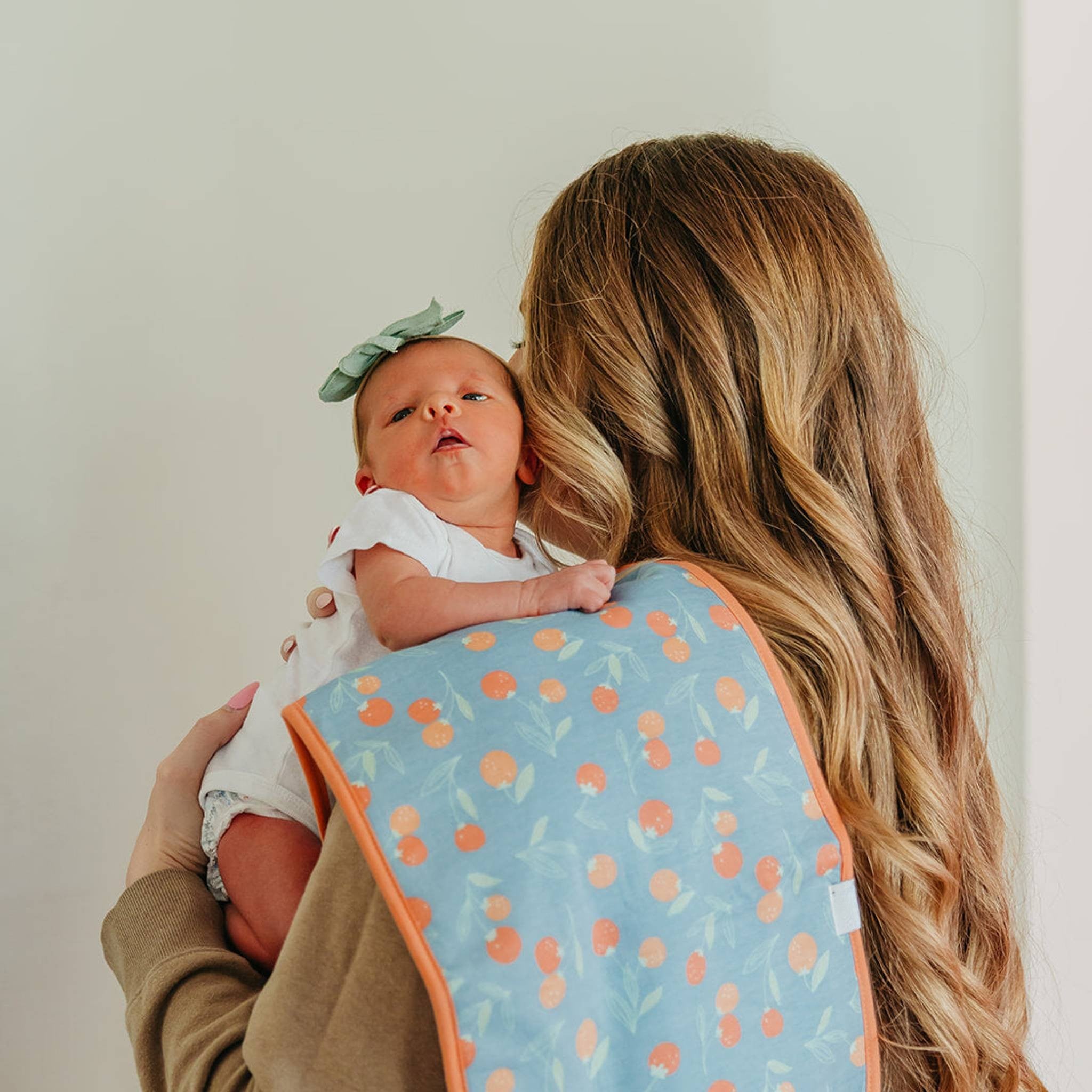 clementine printed oversized burp cloth
