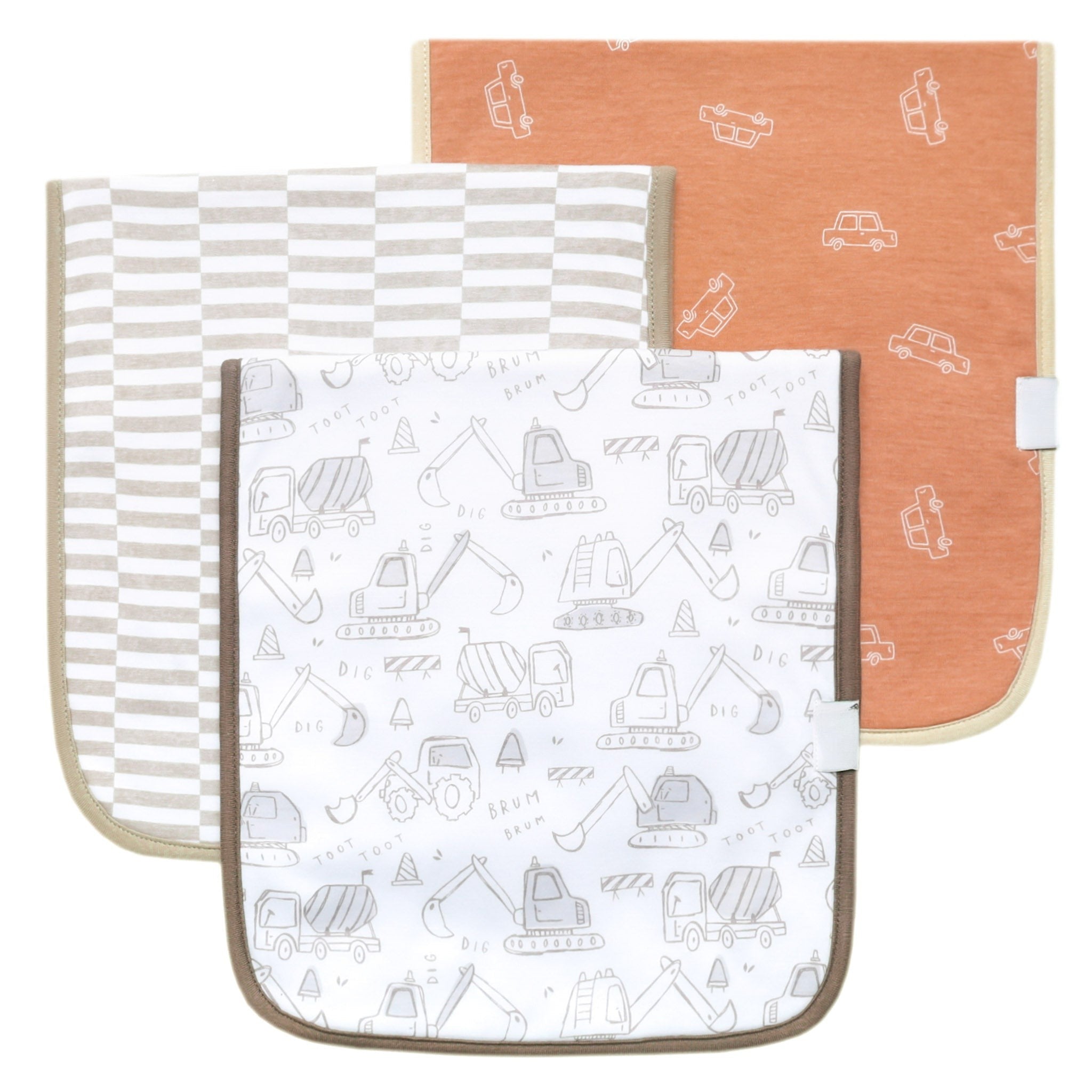 construction vehicle burp cloth set