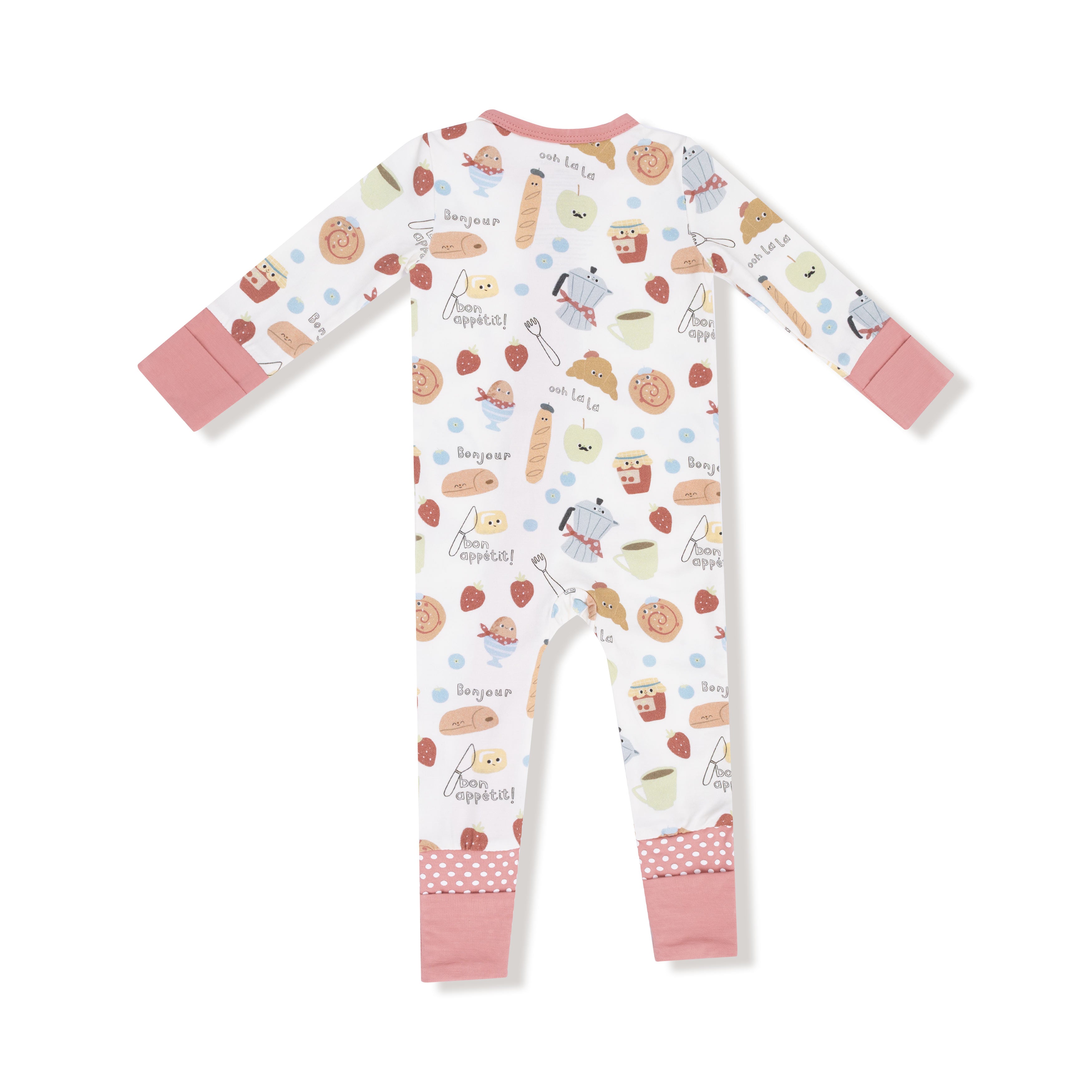 convertible baby girl pajamas with french themed characters