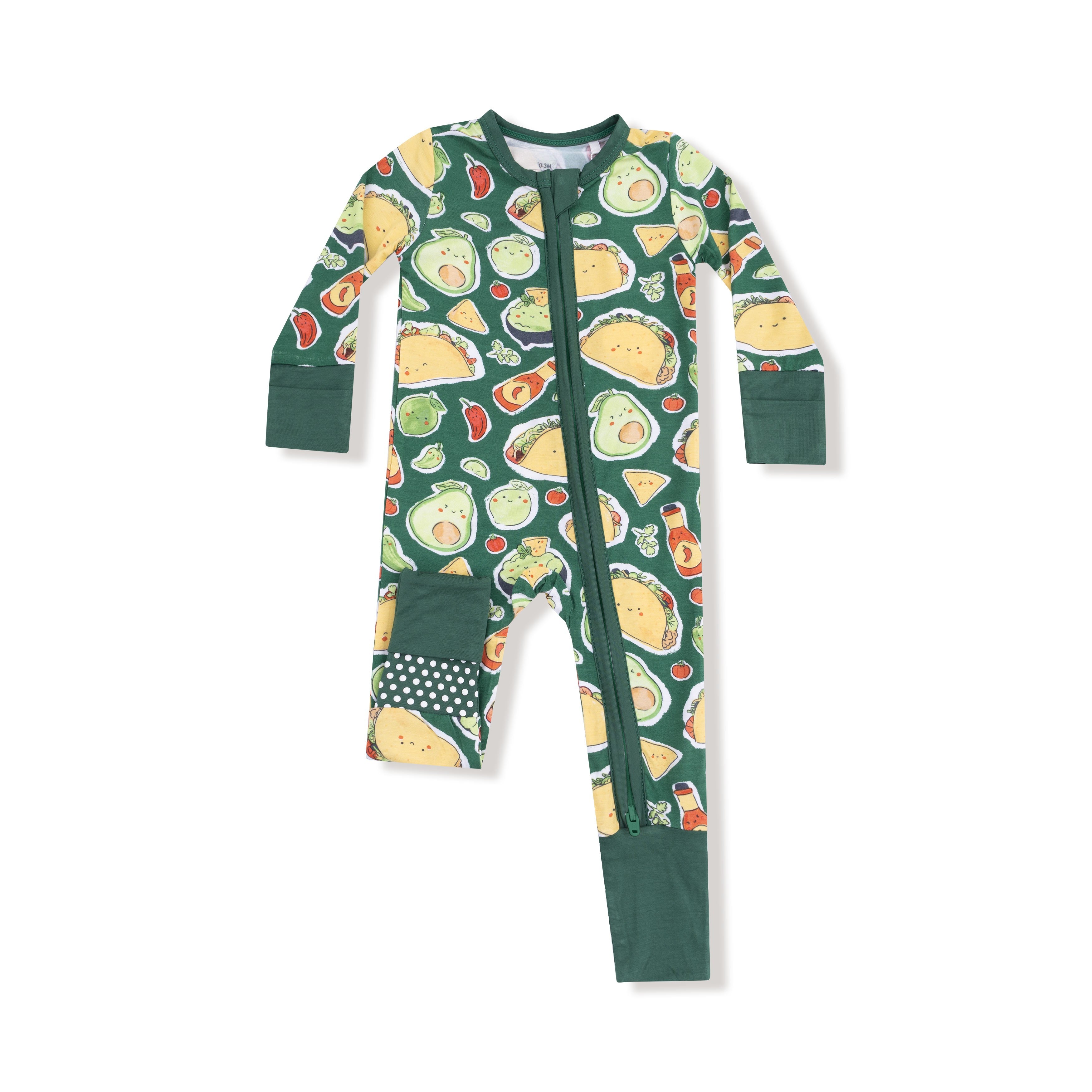 convertible footie with taco print