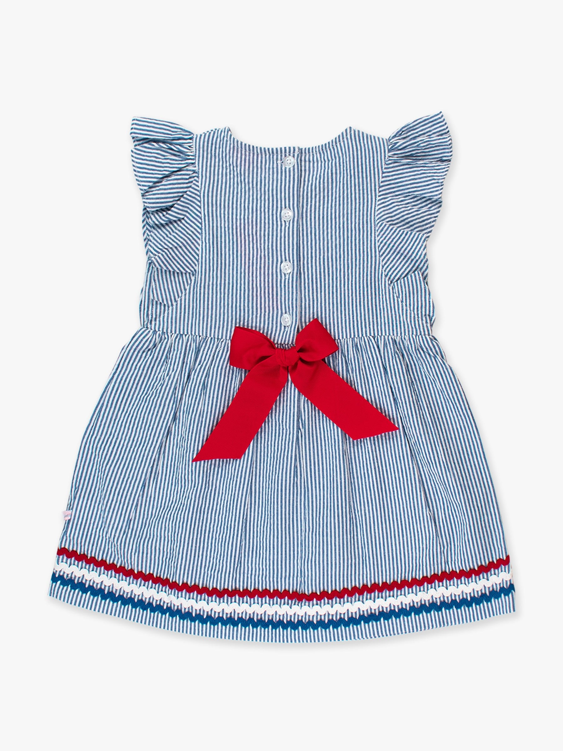 cotton butterfly sleeve dress with bow detail