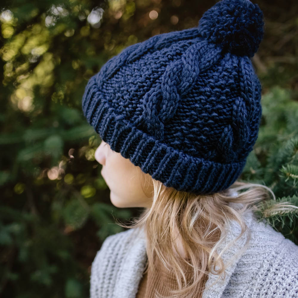 Cable Knit Pom Pom Beanie