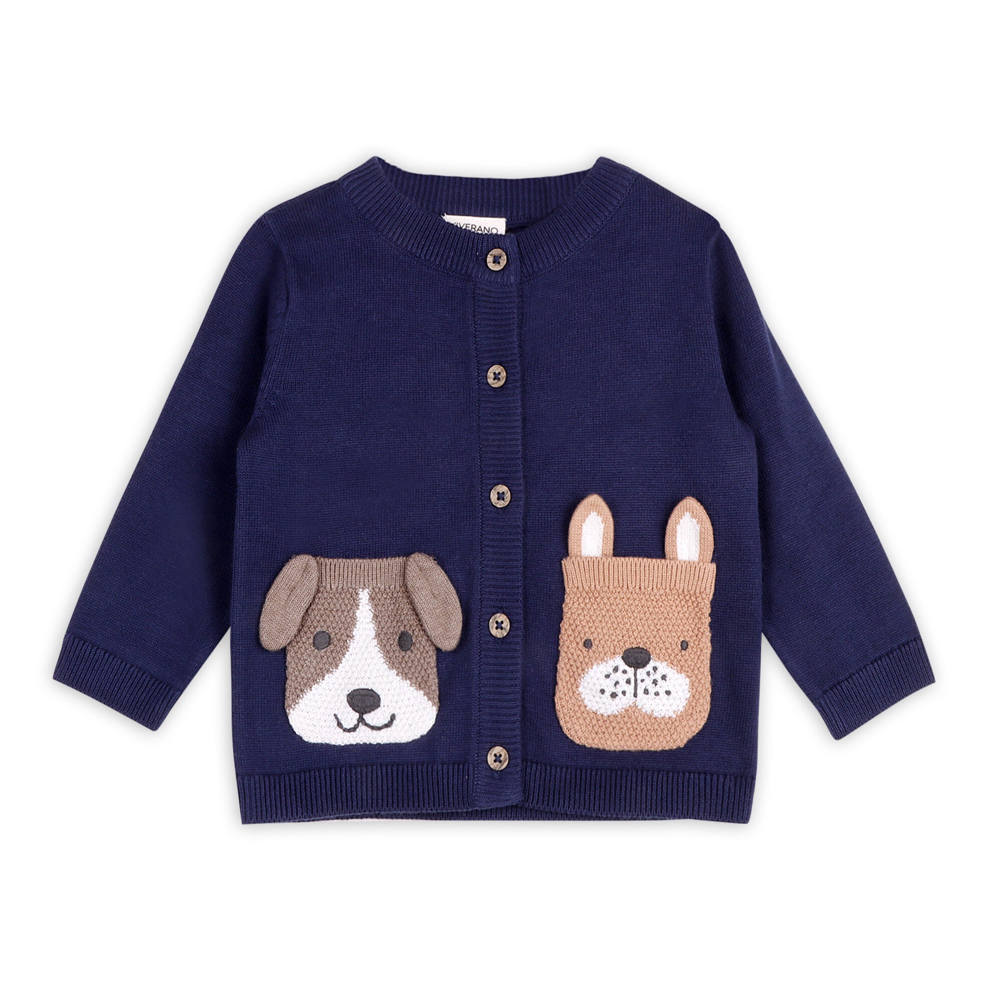 dog pocket navy cardigan 1