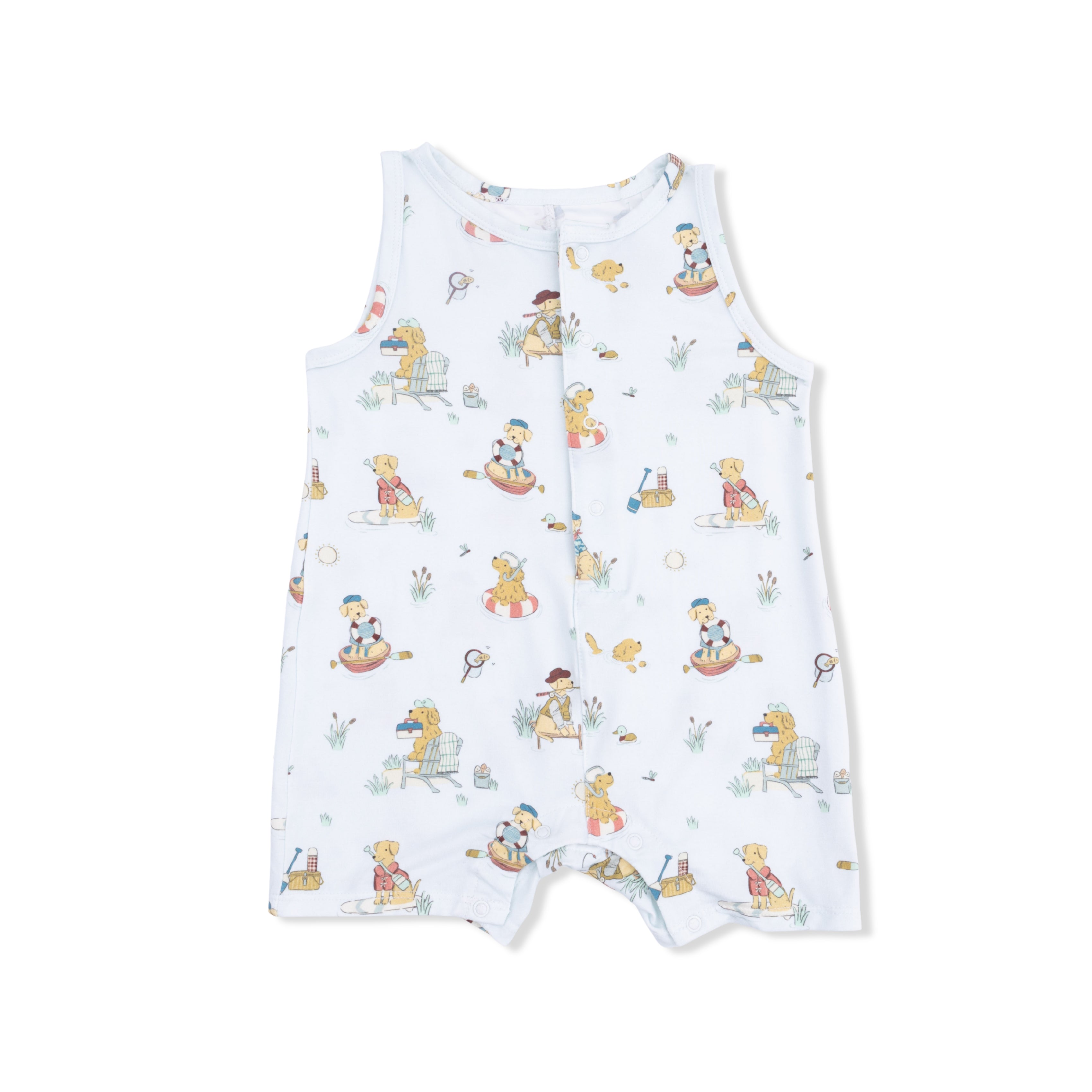 dogs on boats sleeveless baby romper