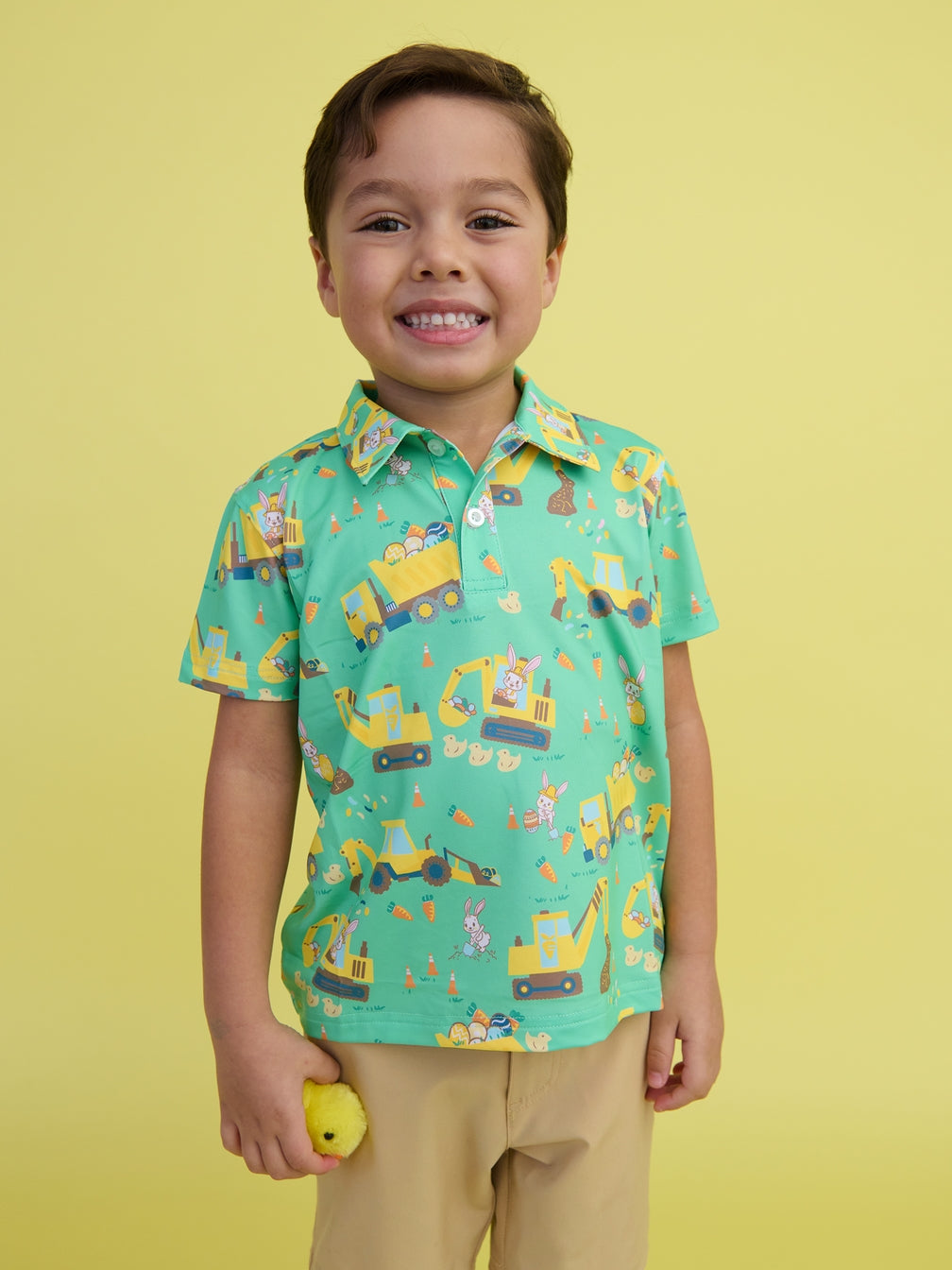 easter bunnies on construction vehicles shirt for boys