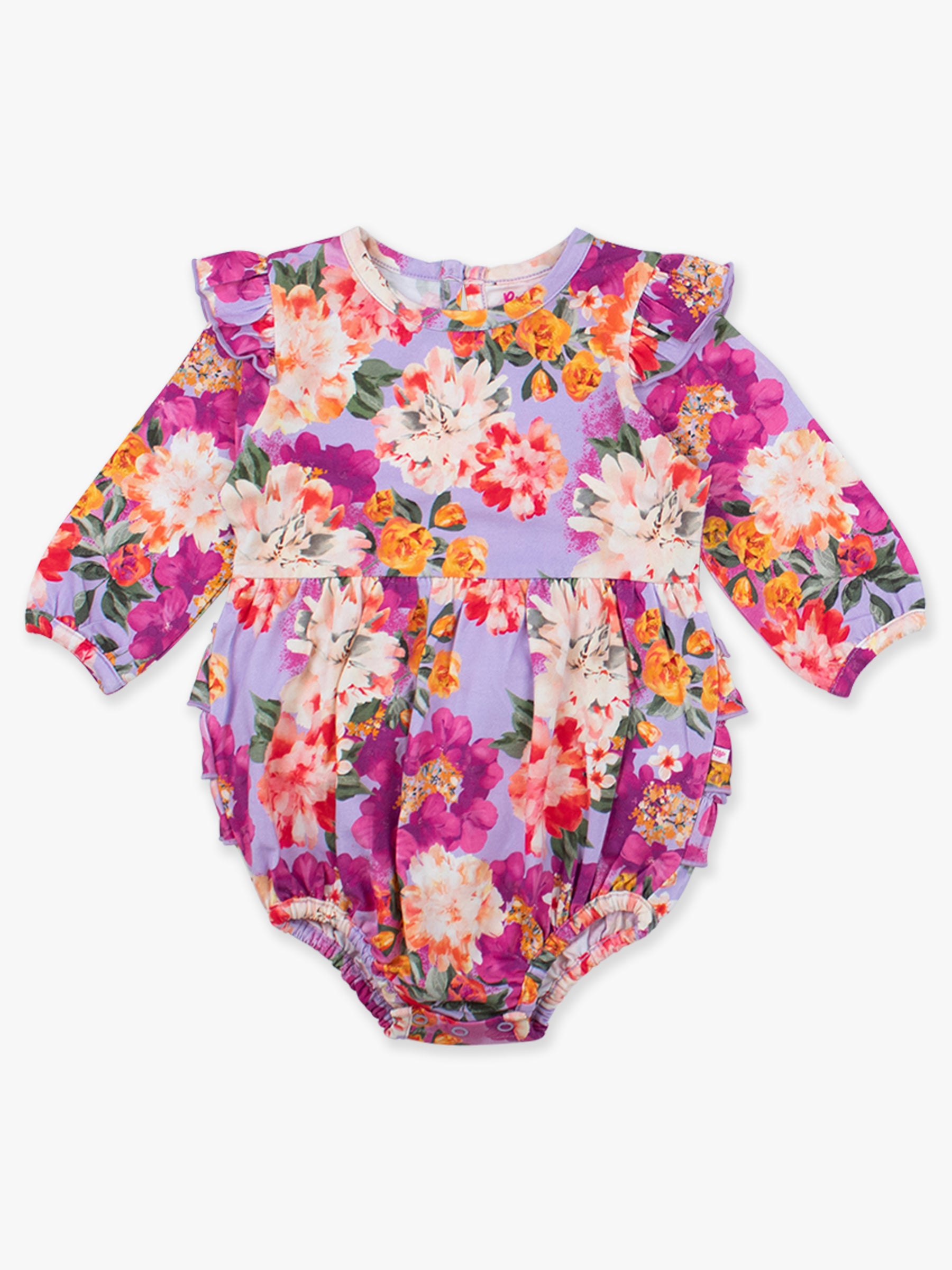 fall floral bubble romper for baby girl
