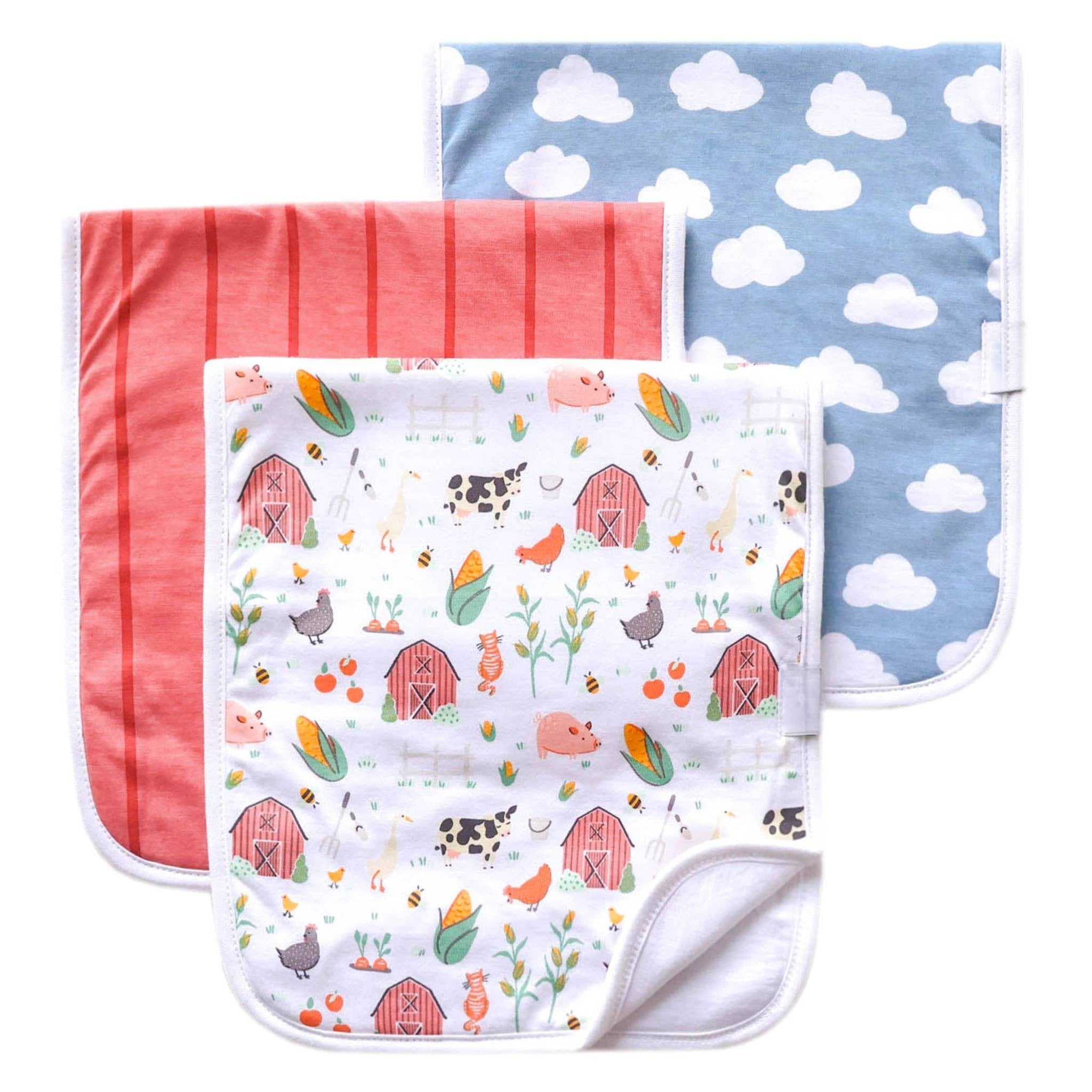 farmstead printed burp cloth set