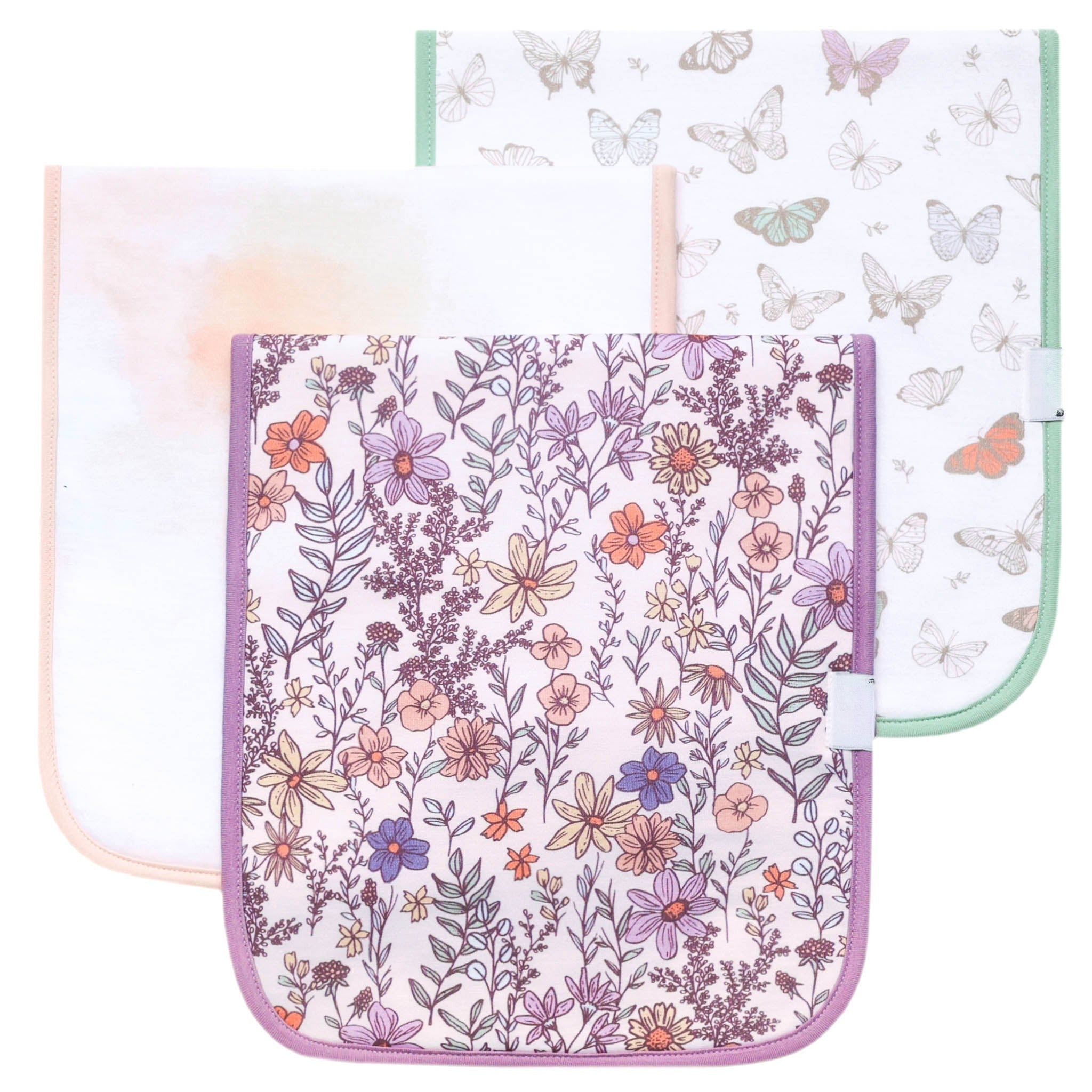 garden fairy burp cloth set