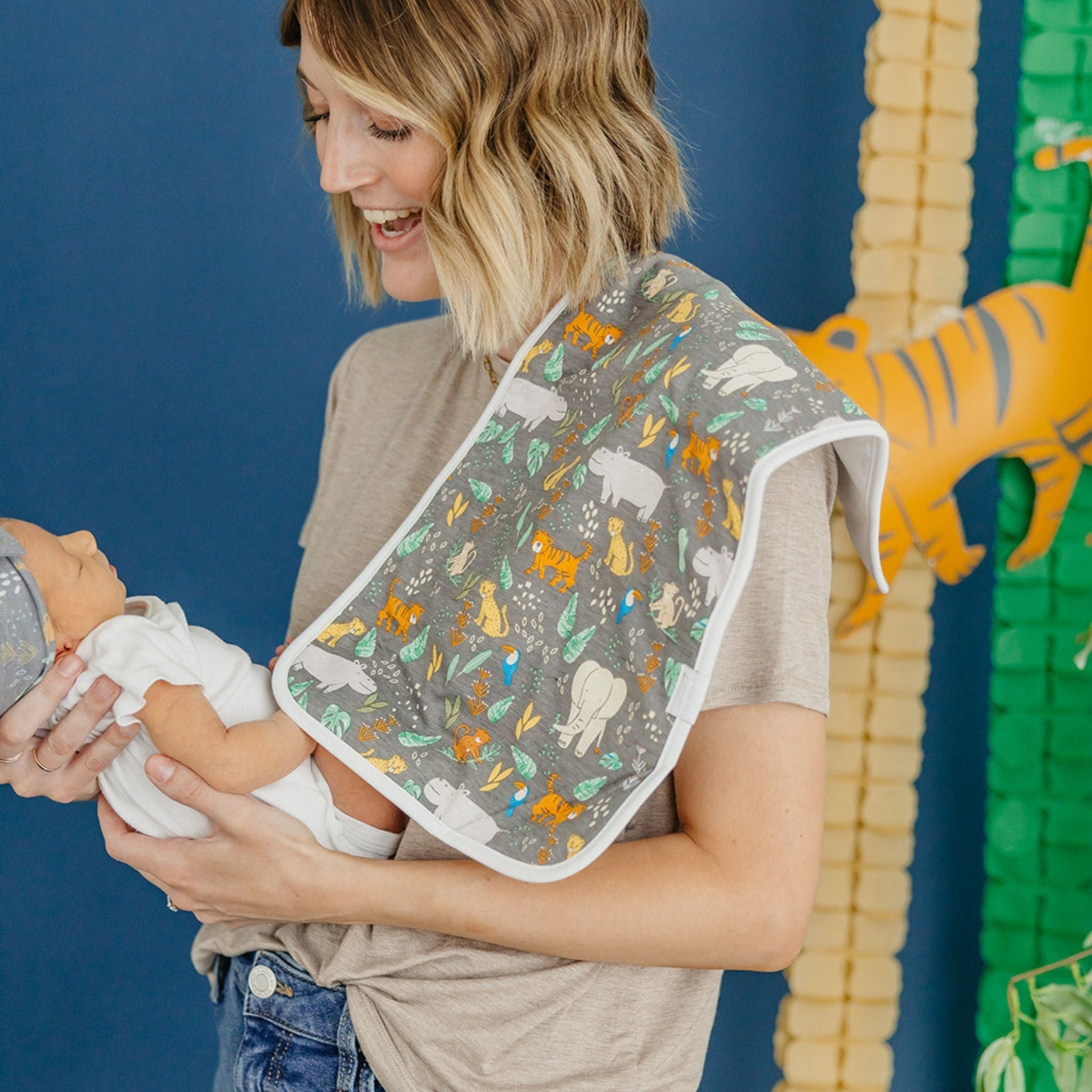 gender neutral burp cloth with jungle theme