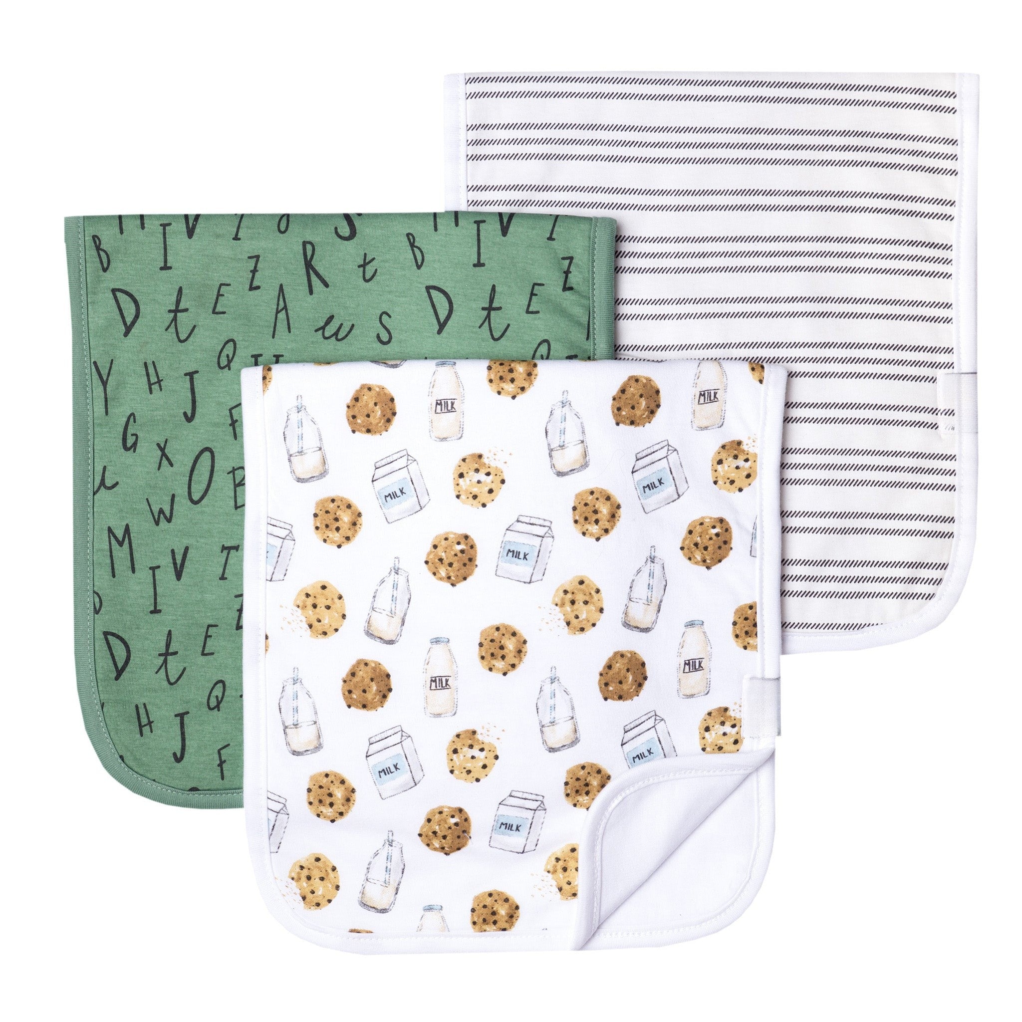 gender neutral milk and cookies burp cloth ack