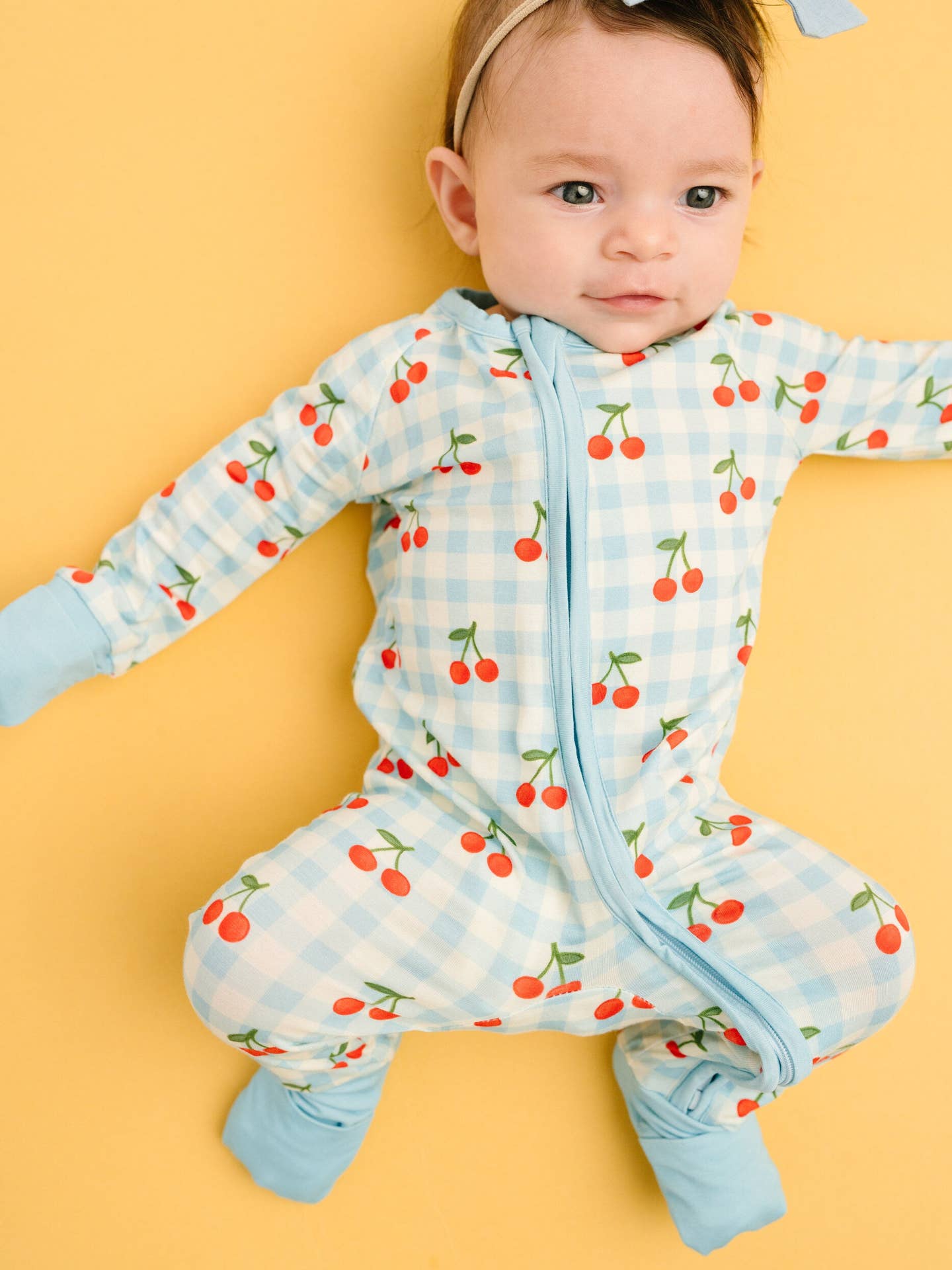 gingham and cherries convertible footie