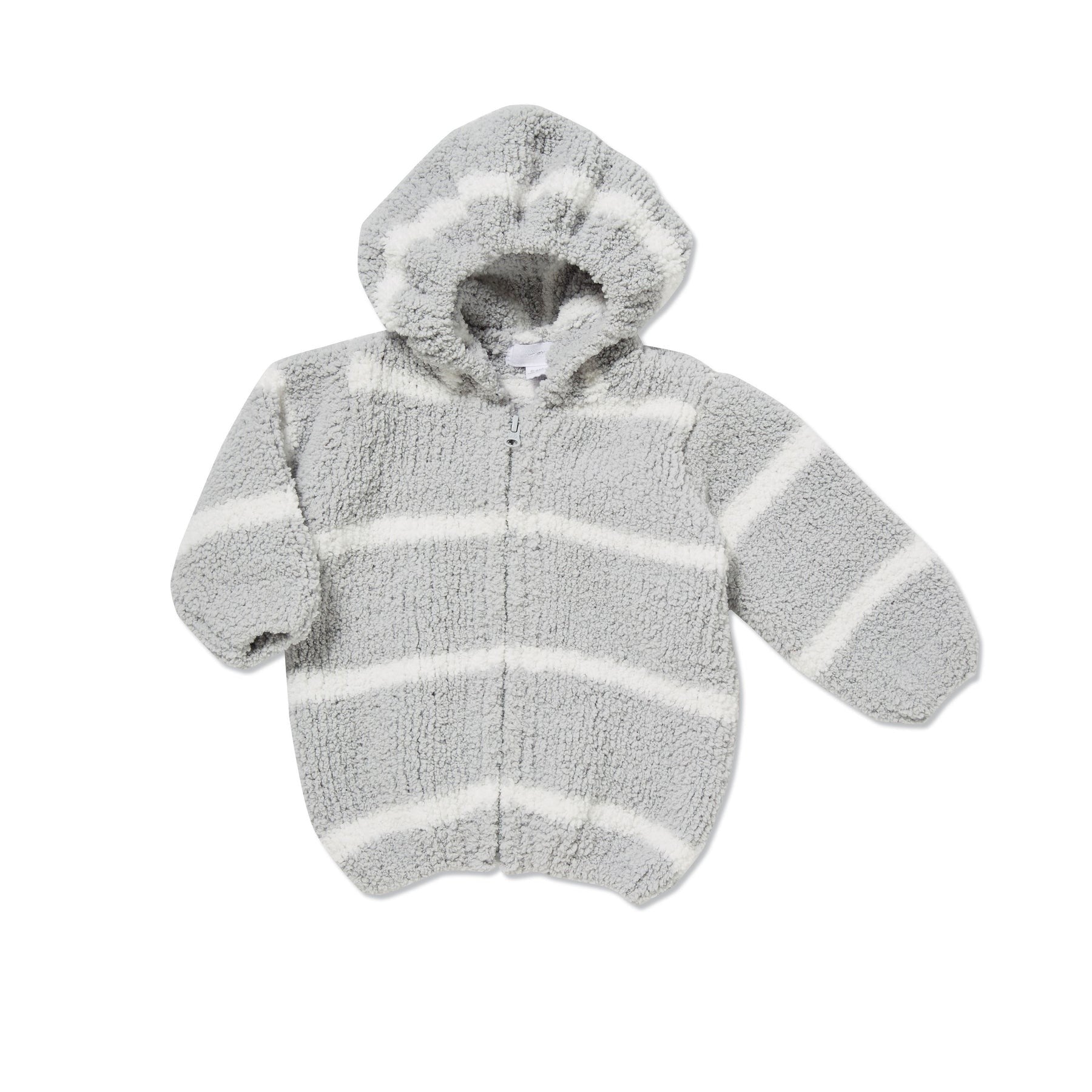 Grey and White Striped Chenille Hoodie