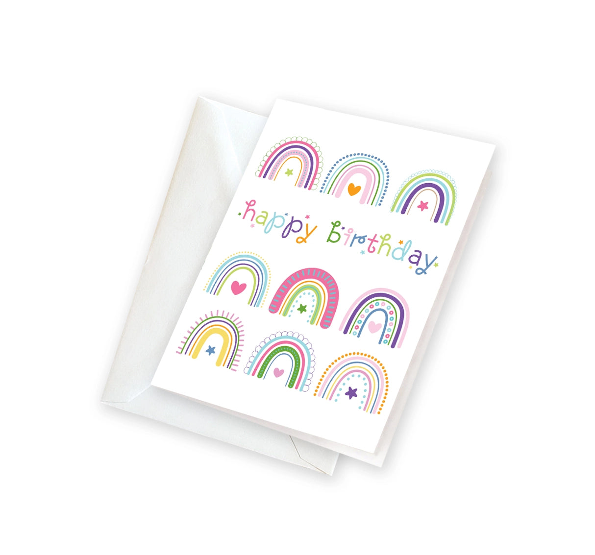 happy birthday rainbows mini greeting card