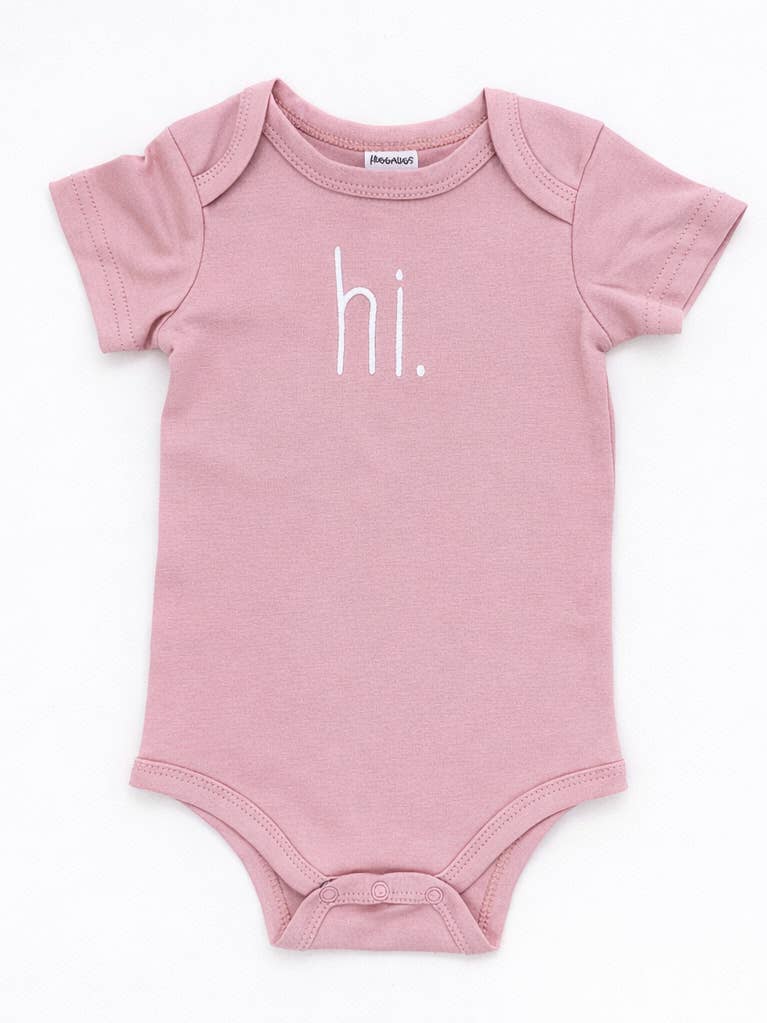hi embroidered pink onesie
