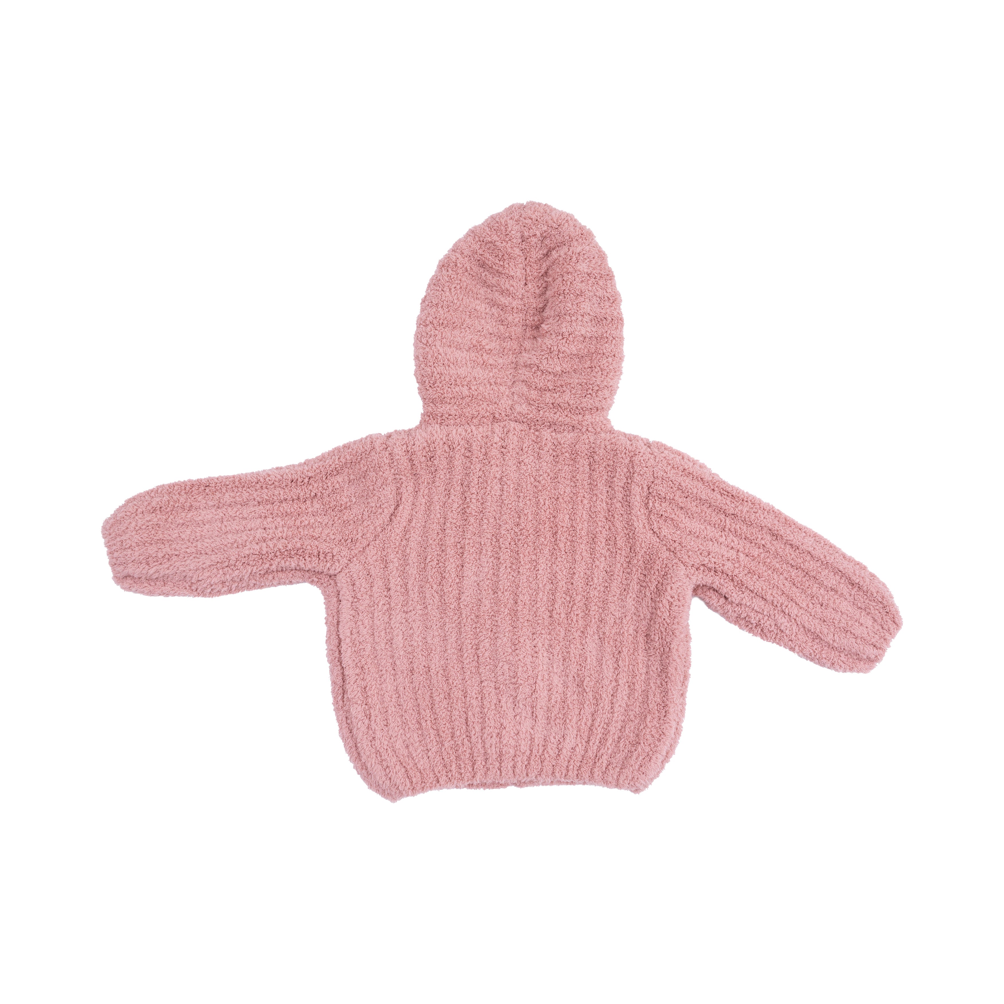 hooded chenille baby zip up in pink