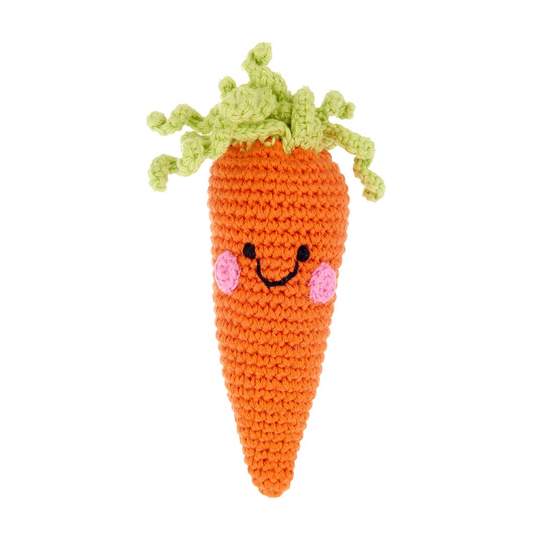 knit carrot organic baby rattle