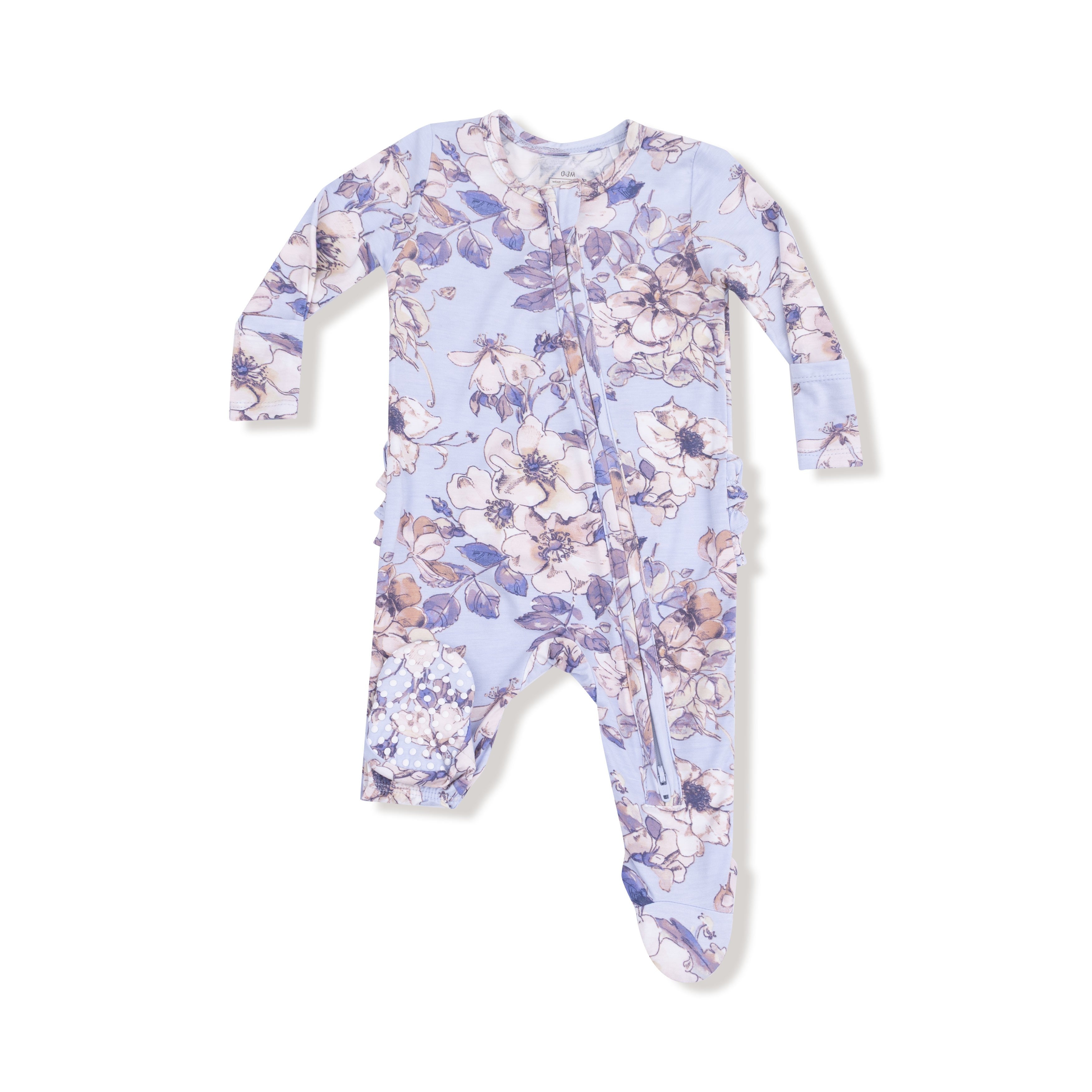 lilac purple floral 2 way zipper footed pajama