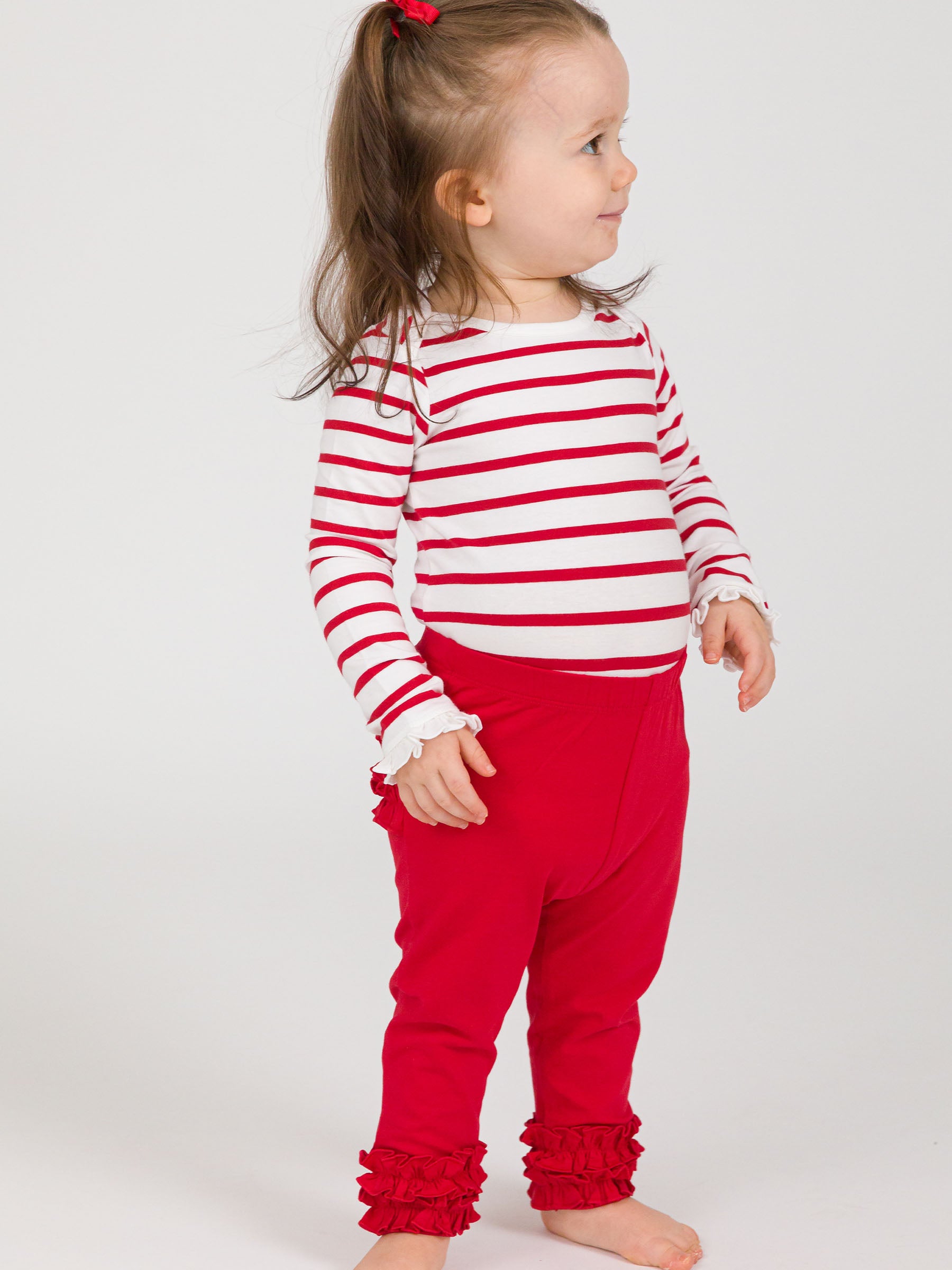 little girl red leggings