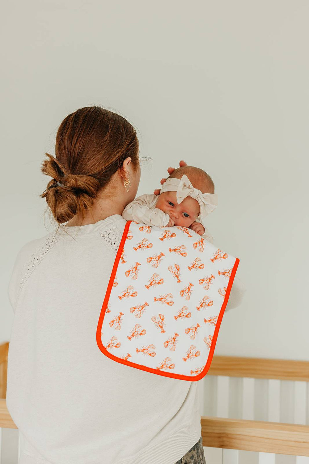 lobster print oversized burp cloth