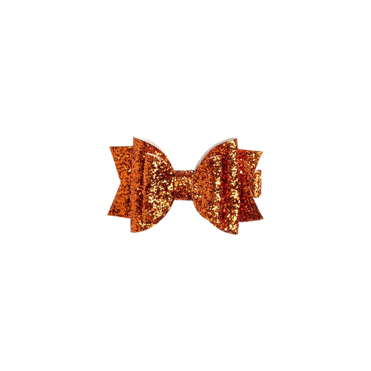 metallic orange flitter double bow hair clip