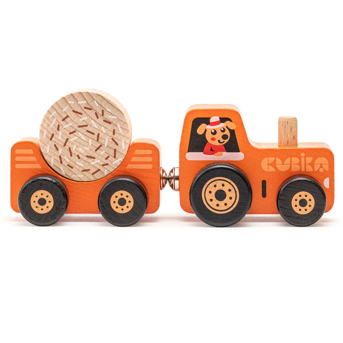 mini tractor toy set with hay bail
