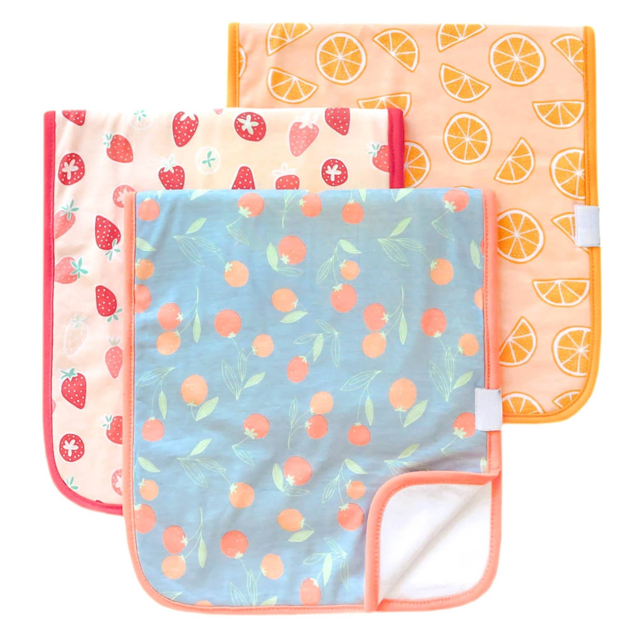 mixed fruit printed burp cloths
