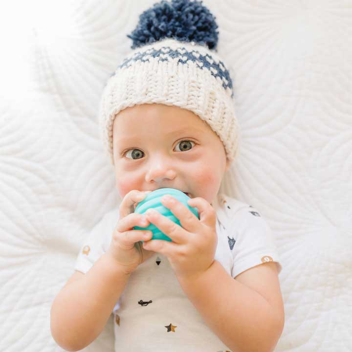 natural knit baby pom beanie