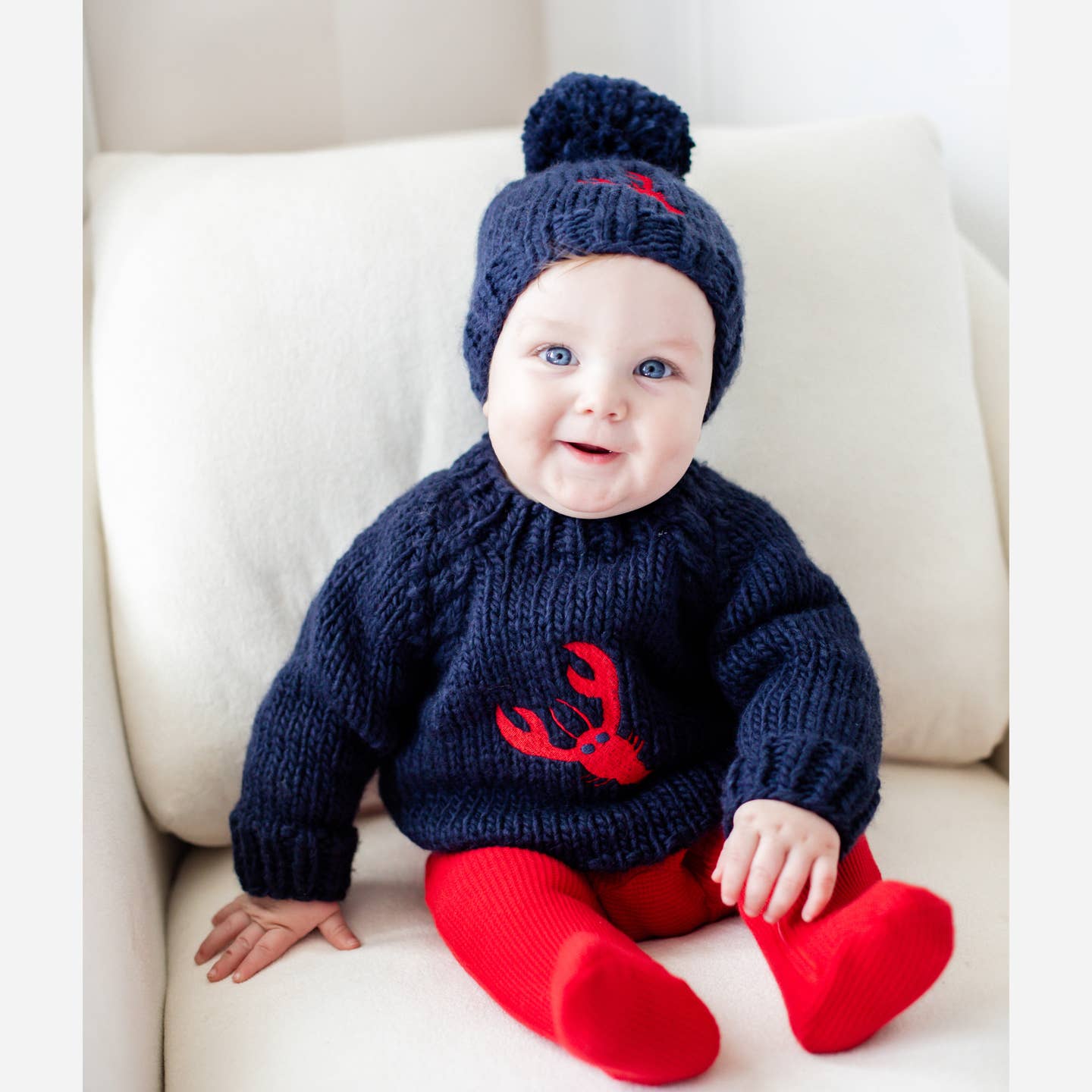 navy lobster sweater baby