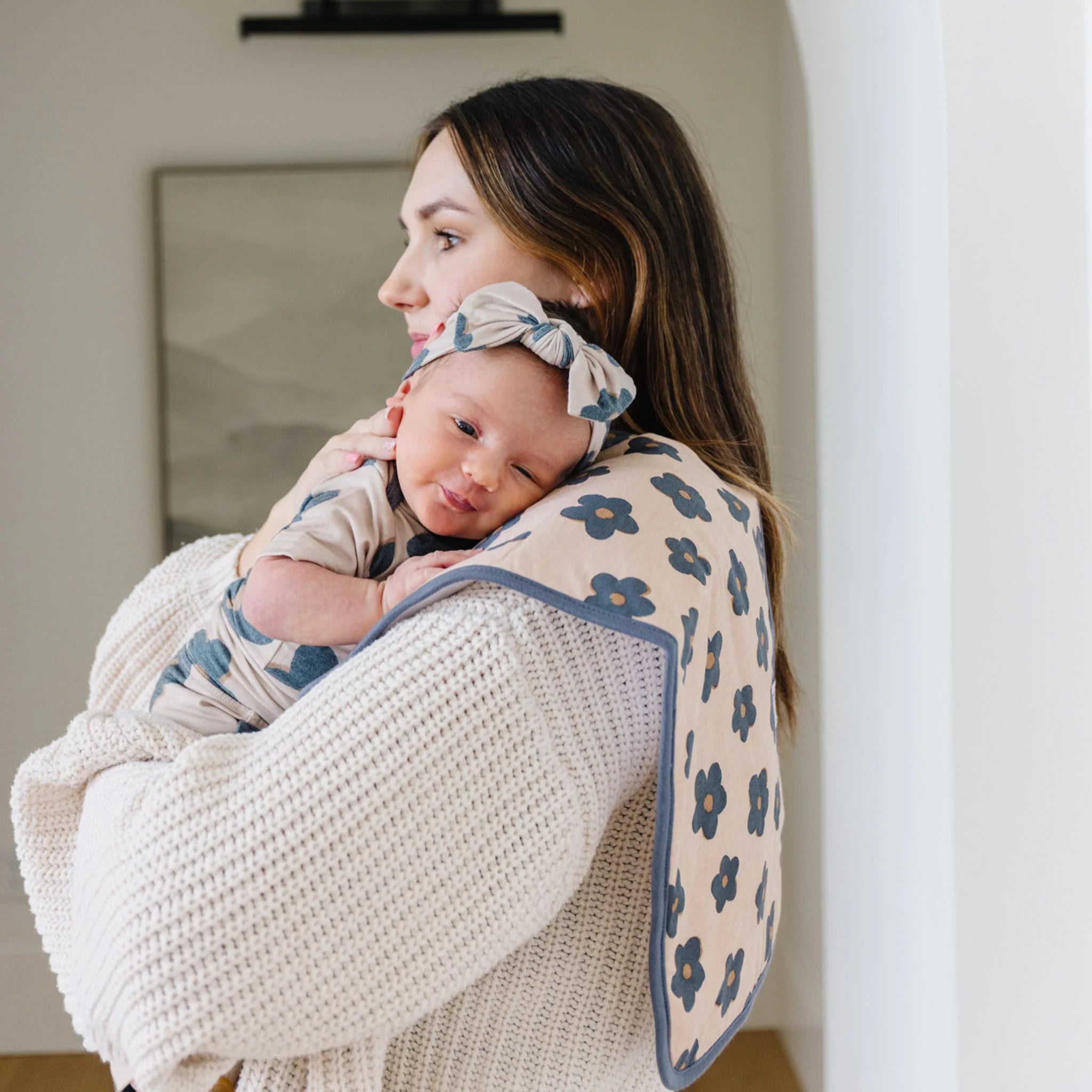 neutral floral burp cloth
