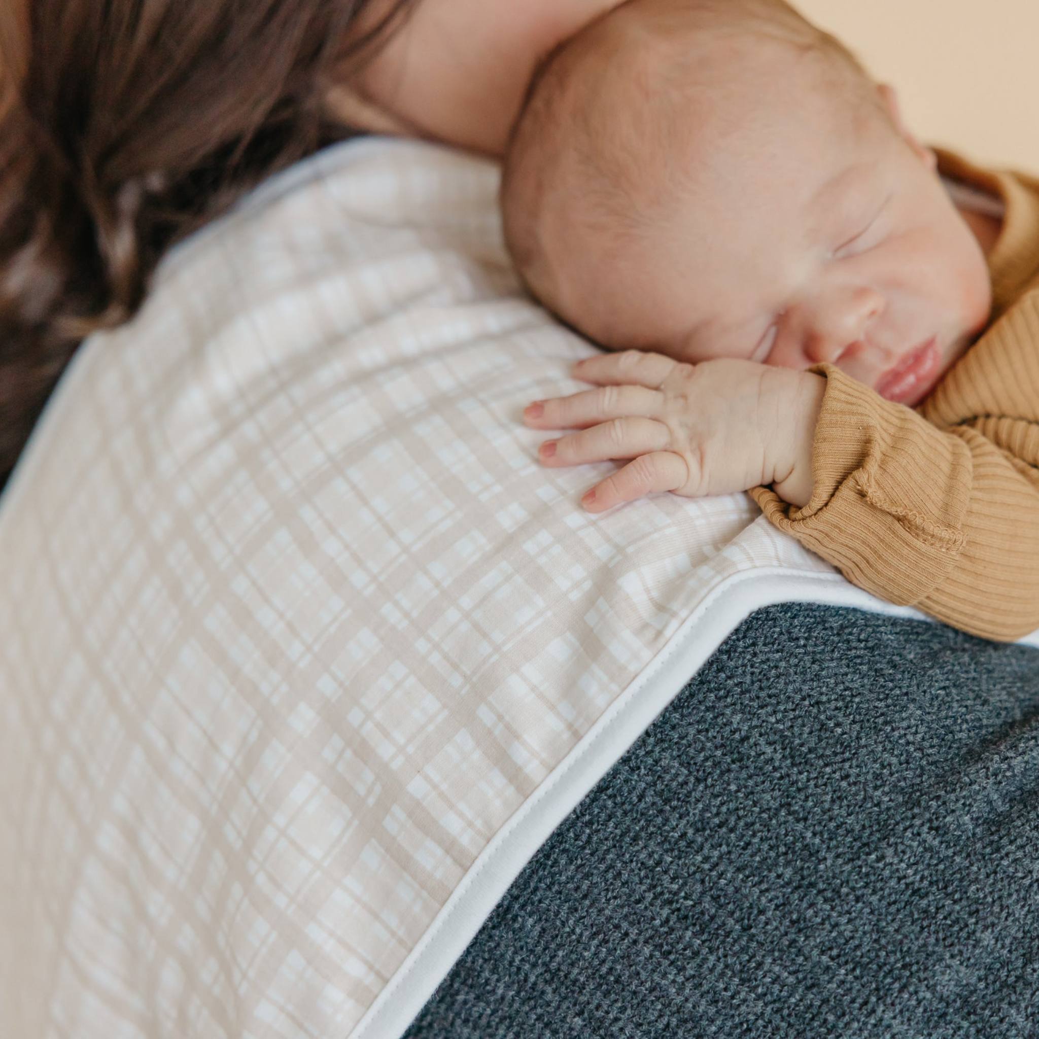 neutral plaid oversized burp cloth
