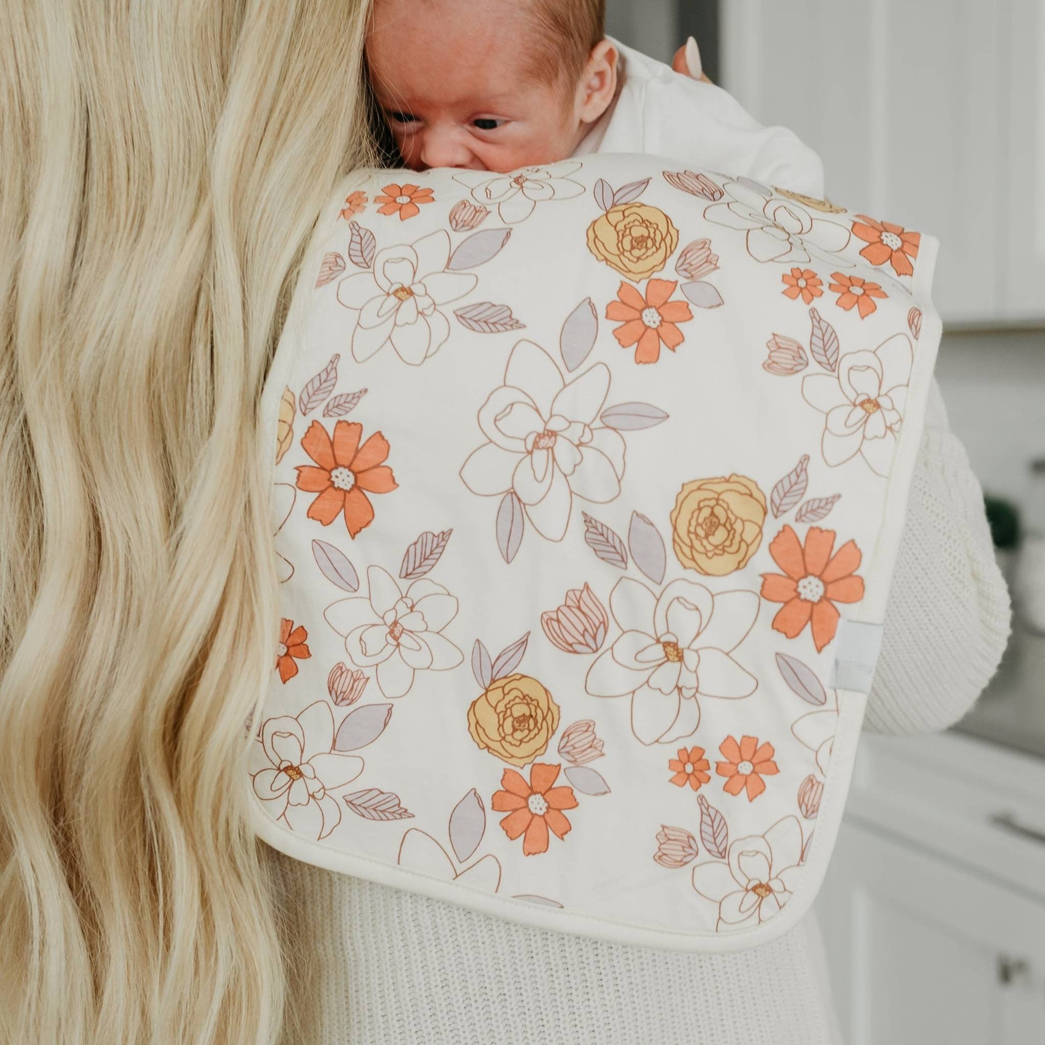orange and yellow floral burp cloth